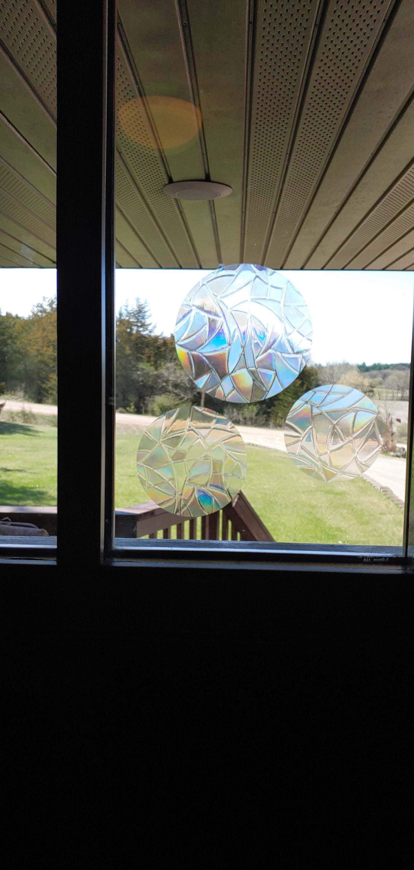 Circle Static Window Clings, Rainbow Prism, Prevent Bird Strikes Collisions, Decals for Windows, Stop Birds Hitting Windows, Transparent