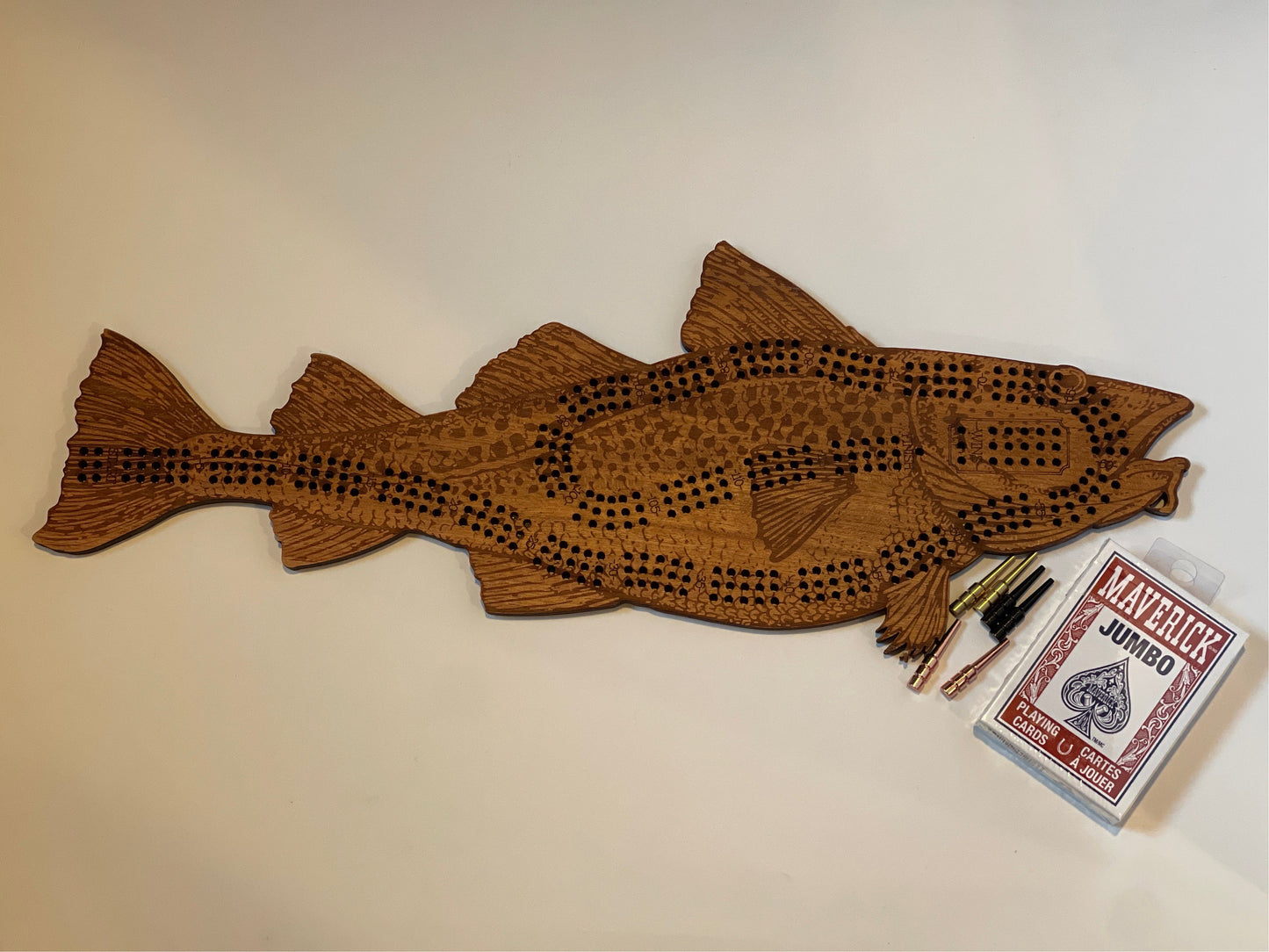 Cod Fish Cribbage Board, Laser Engraved Wooden Game, Perfect for Family Game Night, Unique Gift for Board Game Lovers