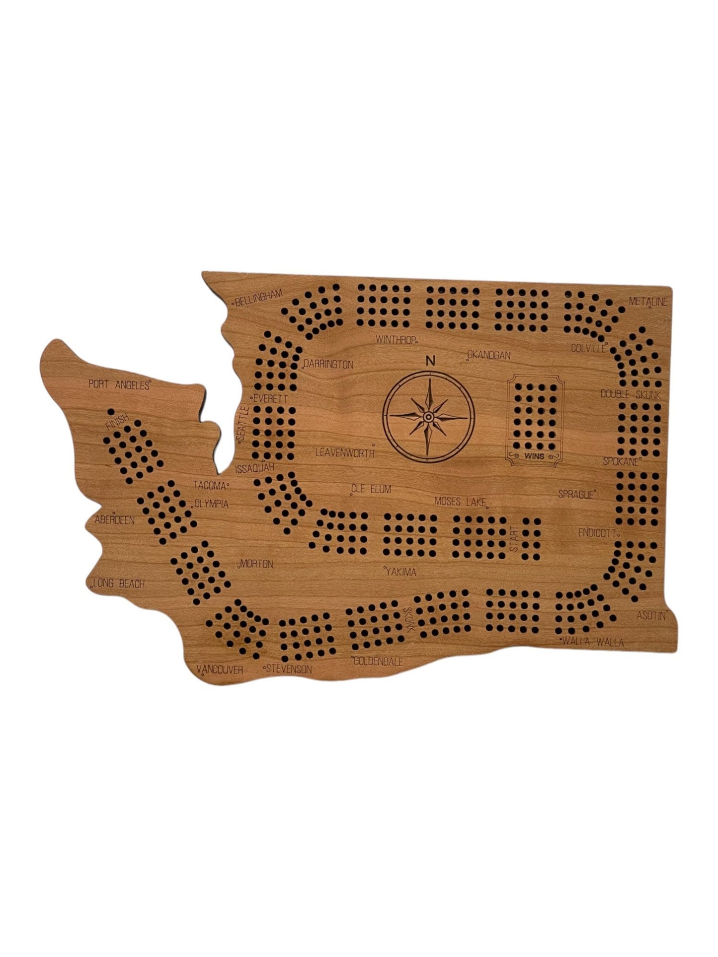 Custom Washington State Cribbage Board - Personalized Gift for Cribbage Players - Laser Engraved Design - Washington Outline Cribbage Board