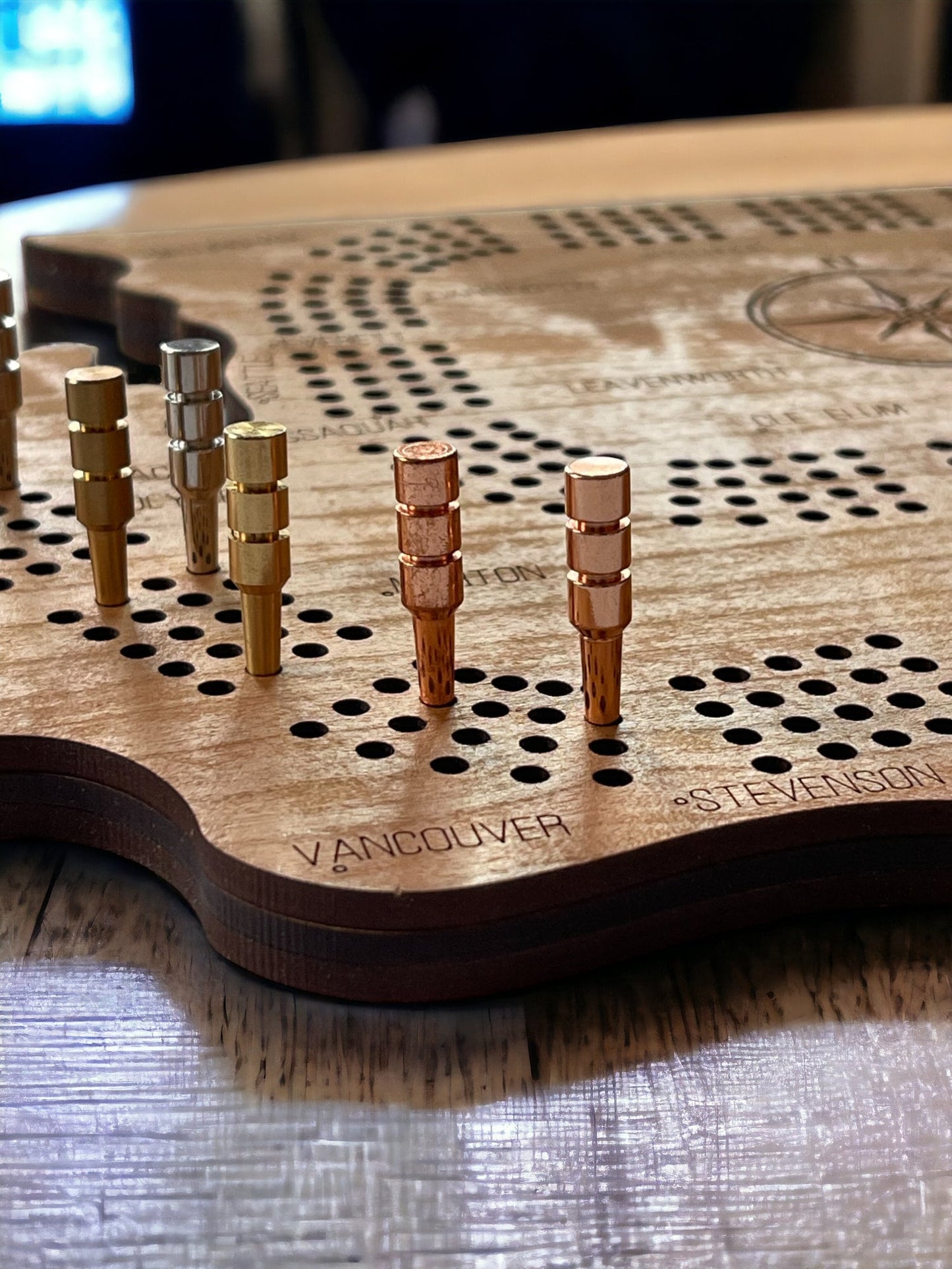 Custom Washington State Cribbage Board - Personalized Gift for Cribbage Players - Laser Engraved Design - Washington Outline Cribbage Board