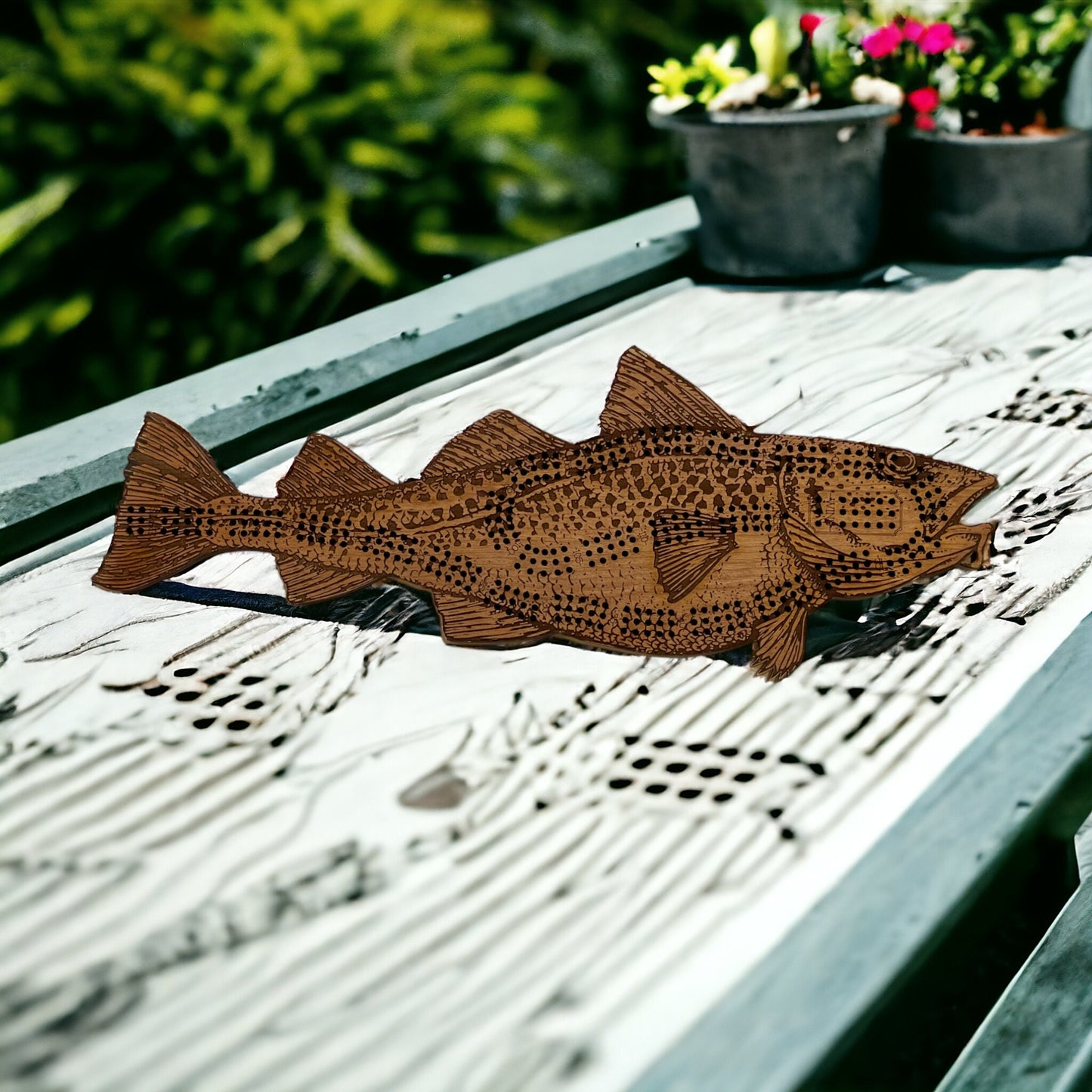 Cod Fish Cribbage Board, Laser Engraved Wooden Game, Perfect for Family Game Night, Unique Gift for Board Game Lovers