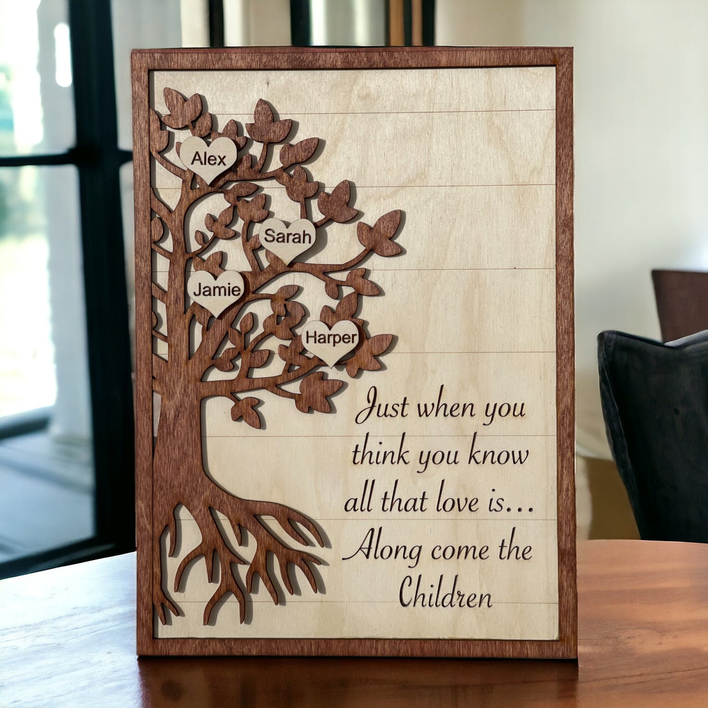 Mothers Day Family Tree Sign, Personalized Sign With Childrens Names, Wooden Sign, Gift For Mom, Custom Gift For Moms - Mom Birthday