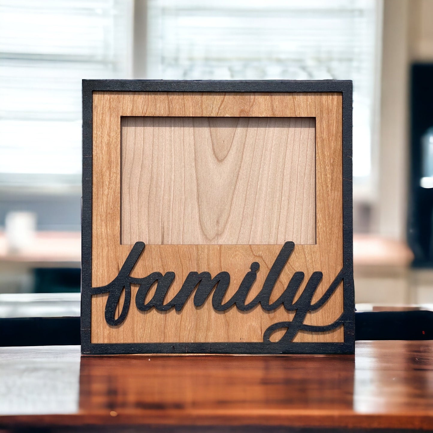 Family Picture Frame for 4" x 6" photo - Handmade Cherry Wood - Gift For Parents, Grand Parents, Kids, Children - Birthday Gift - I Love You
