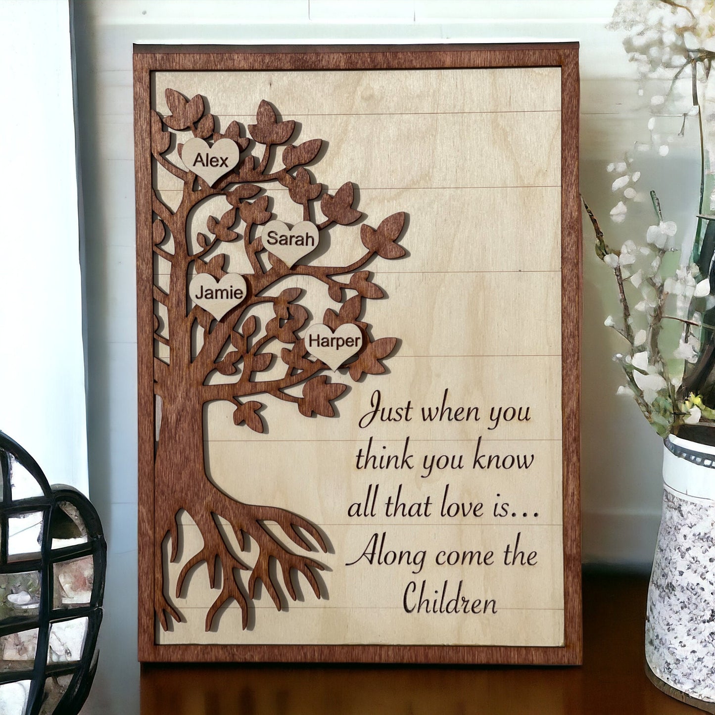 Mothers Day Family Tree Sign, Personalized Sign With Childrens Names, Wooden Sign, Gift For Mom, Custom Gift For Moms - Mom Birthday