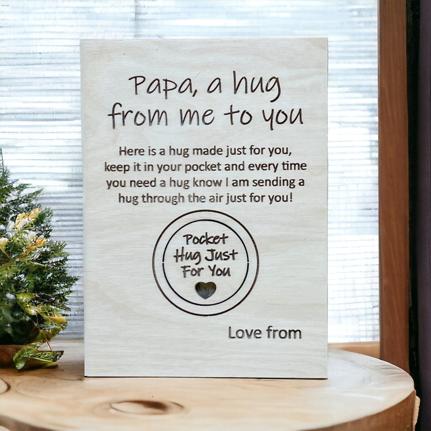 Papa Hug Card, Wood Pocket Hug Token, Always Think Of Me, Grandpa Gift, Special Card, Papa Birthday Fathers Day, In My Thoughts