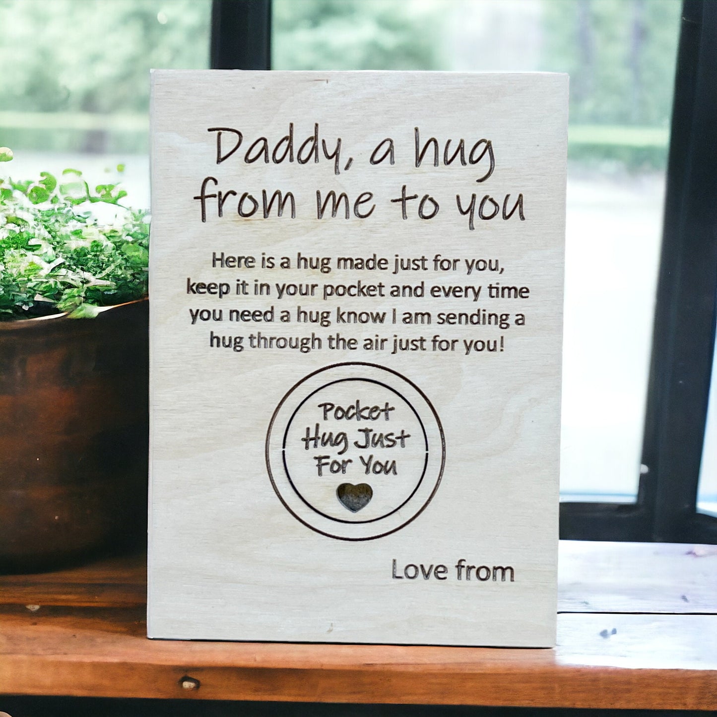 Daddy Hug Card, Pocket Hug Card, Fathers Day Gift, Gift For Daddy, Special Dad, Pocket Hug Token, Laser Wood Gift