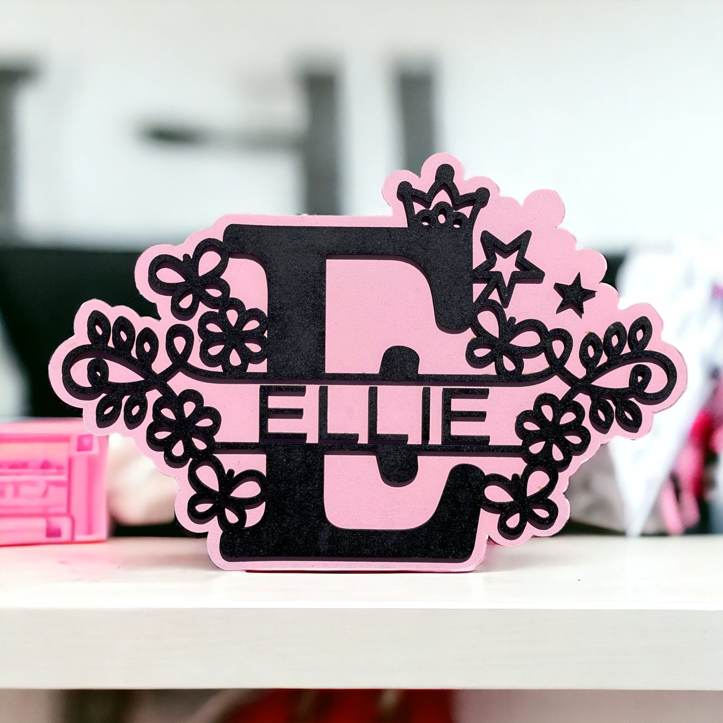 Custom Princess, Flowers and Butterflies Name Sign - Personalized Room Decor for Little Girls - Special Sign for Your Child's Room