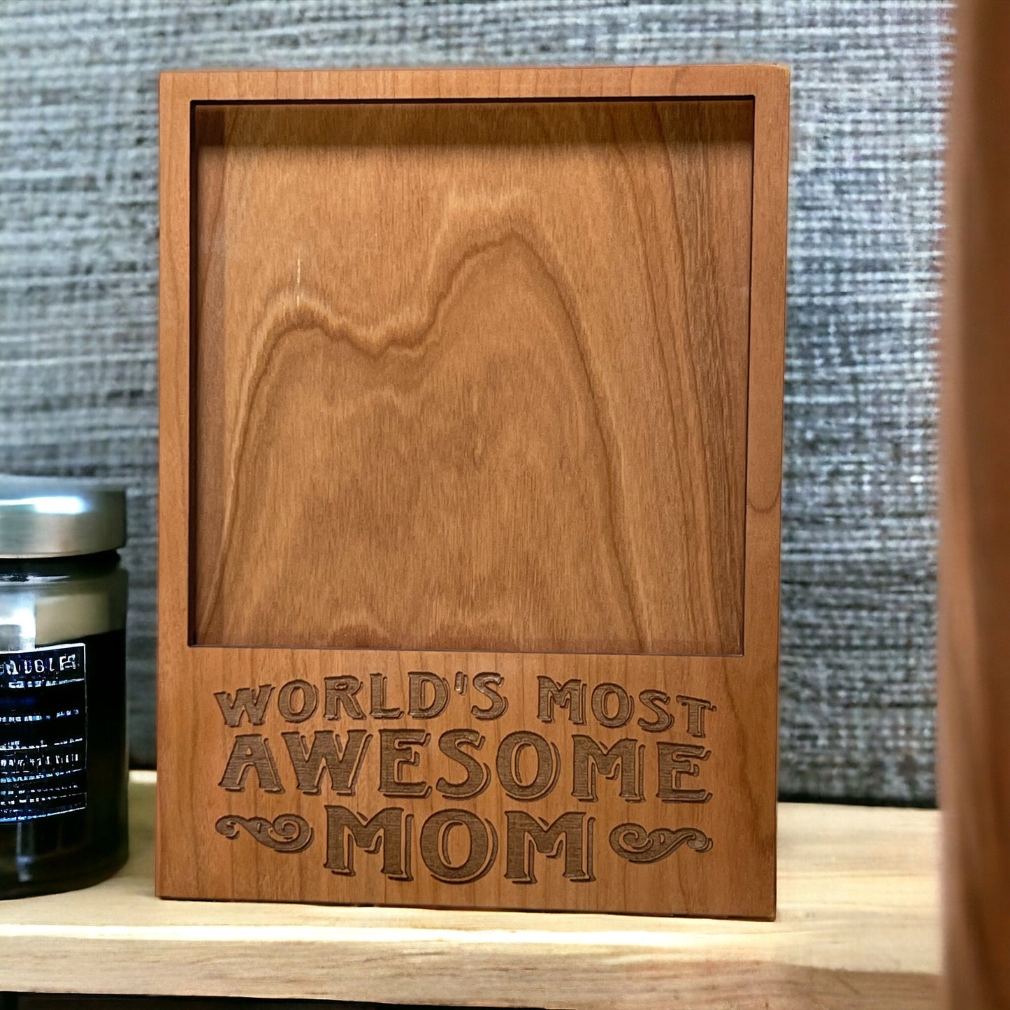Worlds Most Awesome Mom Frame - Perfect for 4.25" x 4.25" Picture - Best Gift for Mom - Handcrafted - Laser Engraved -Mothers Day