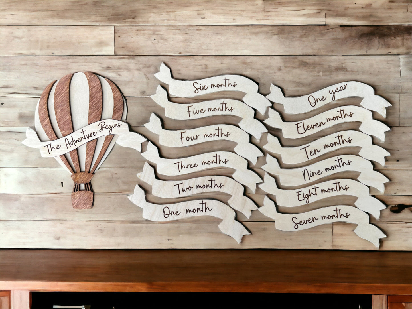 Baby Shower Gift Photo Prop Milestone Markers Hot Air Balloon Celebrate Baby's Firsts with Laser Cut Hot Air Balloon Milestone Set New Mom