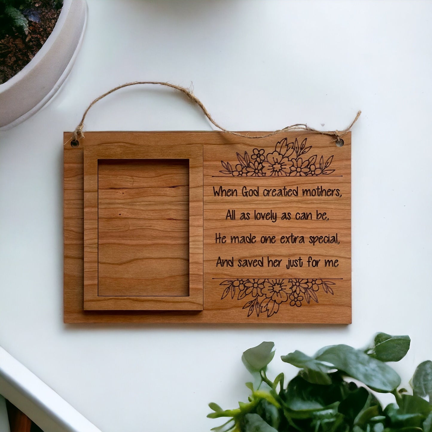 Special Mom Engraved Wood Sign - Personalized Mom Picture Frame - Cherry - Sign for Mom's Home - Mom's Favorite Sign - Mothers Day Gift