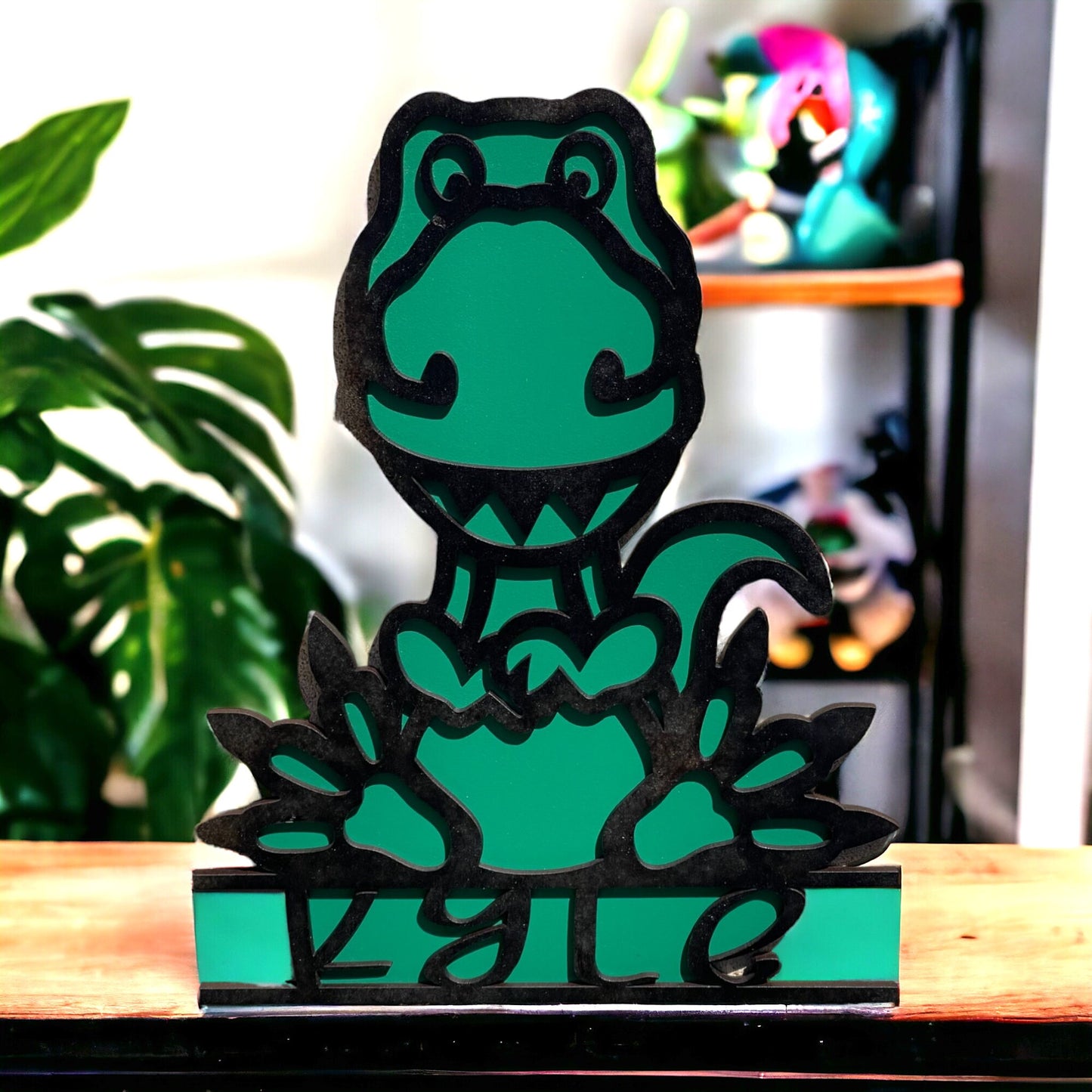 Personalized Dinosaur Name Sign, Customized Laser Engraved Plaque, Custom, Personalized Name Sign Kids Room, Laser Engraved Wooden Plaque