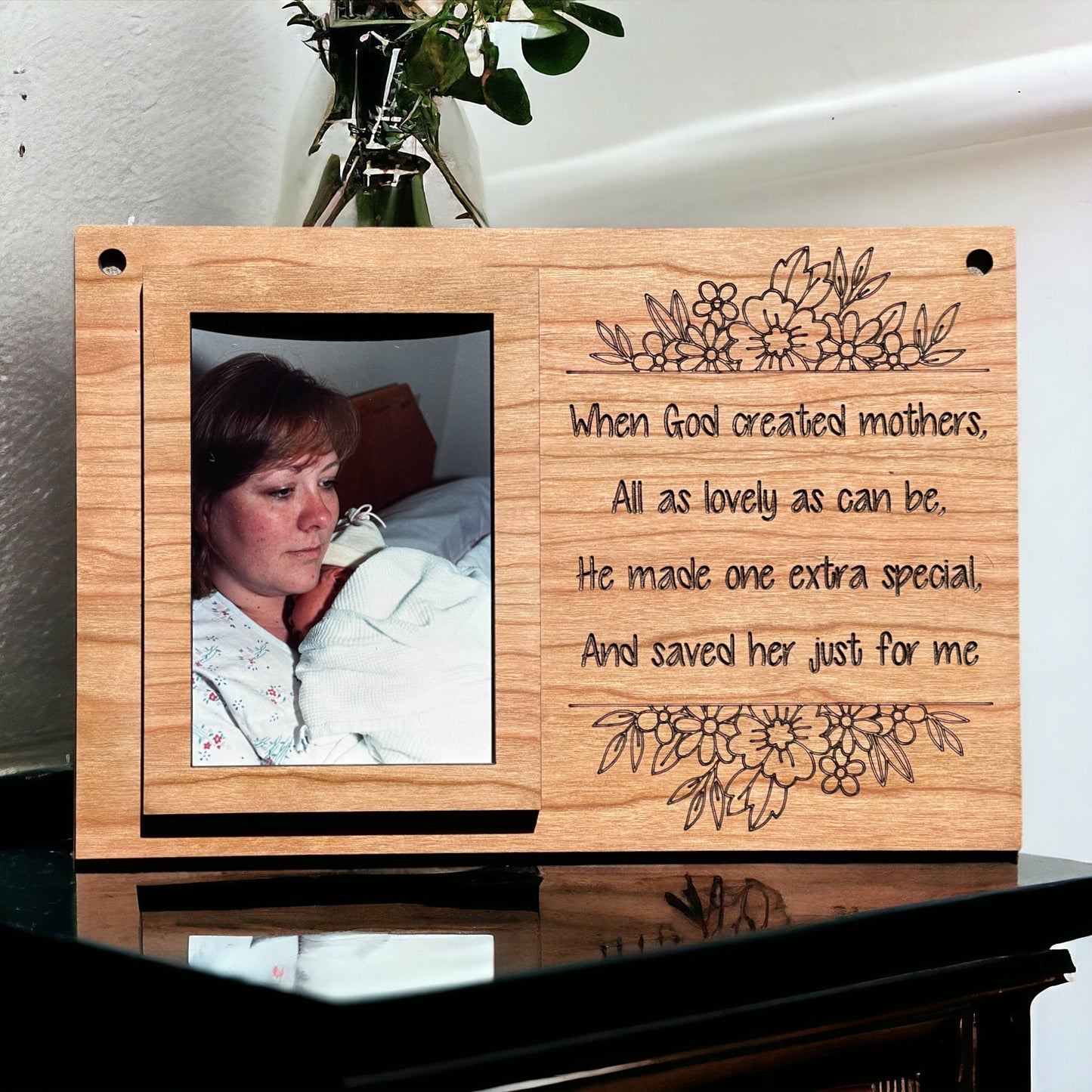 Special Mom Engraved Wood Sign - Personalized Mom Picture Frame - Cherry - Sign for Mom's Home - Mom's Favorite Sign - Mothers Day Gift