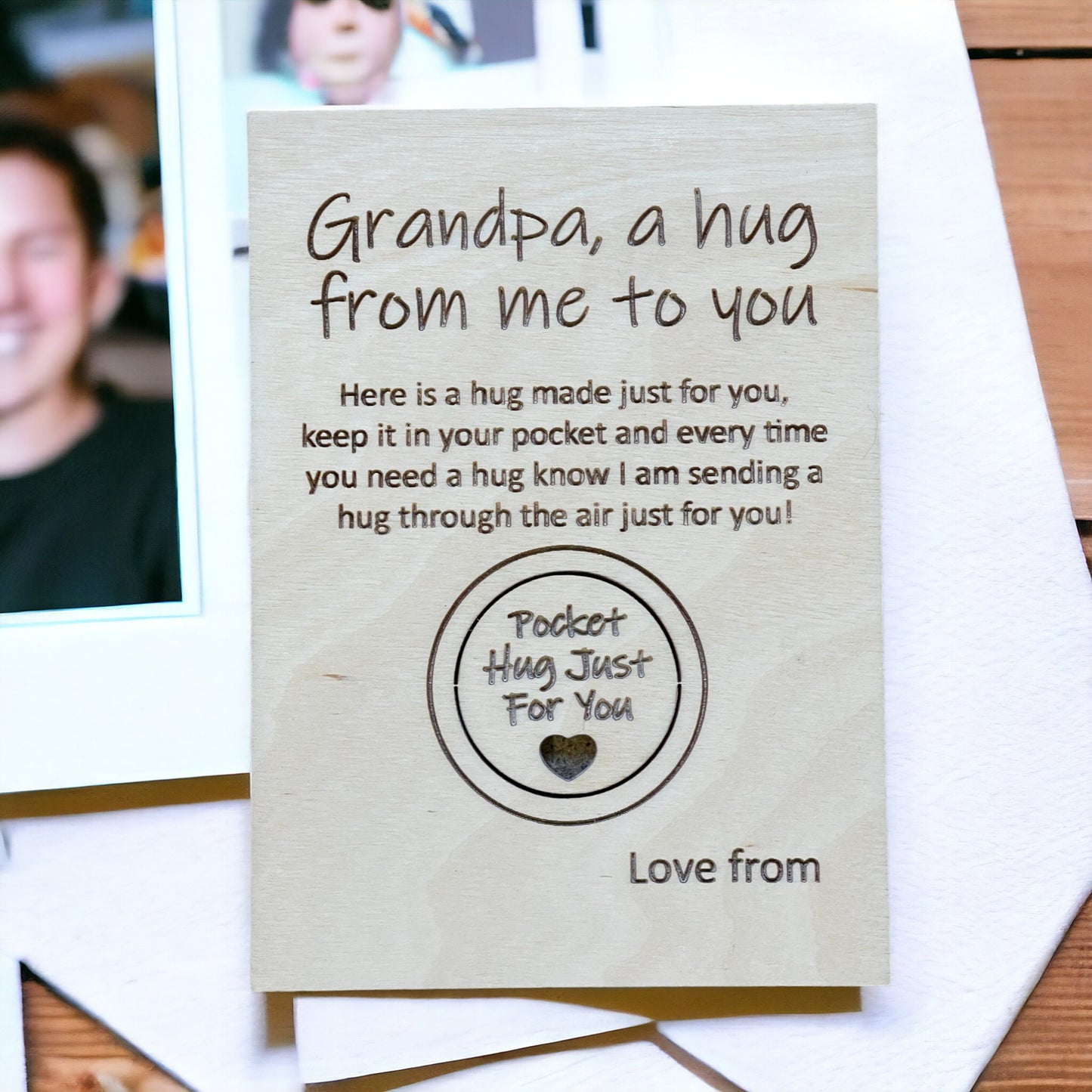 Pocket Hug, Grandpa Hug Card, Fathers Day Gift, Pocket Token, Missing You, Birthday Gift For Grandpa, Thinking of Grand Father