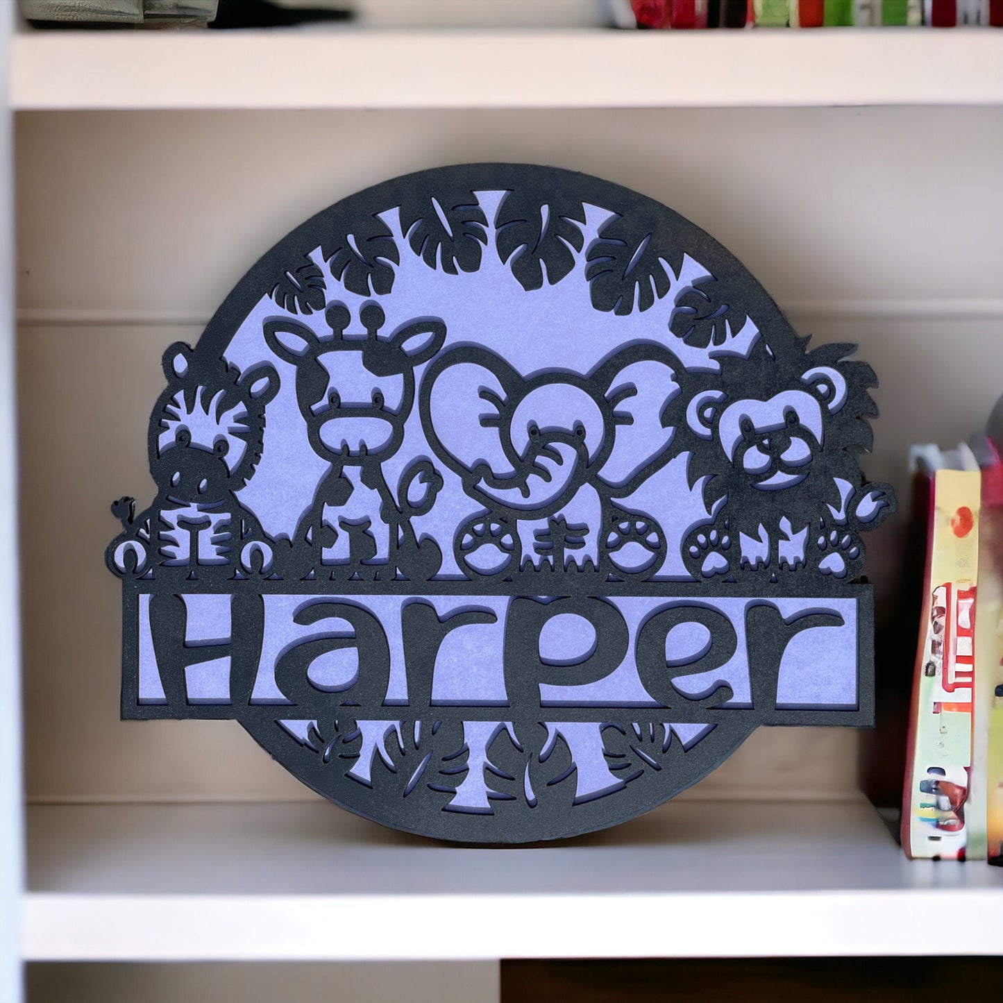 Custom Name Sign with Cute Baby Animals - Personalized Laser Engraved Nursery Decor - Gift For New Parents - Baby Shower Gift - Young Child