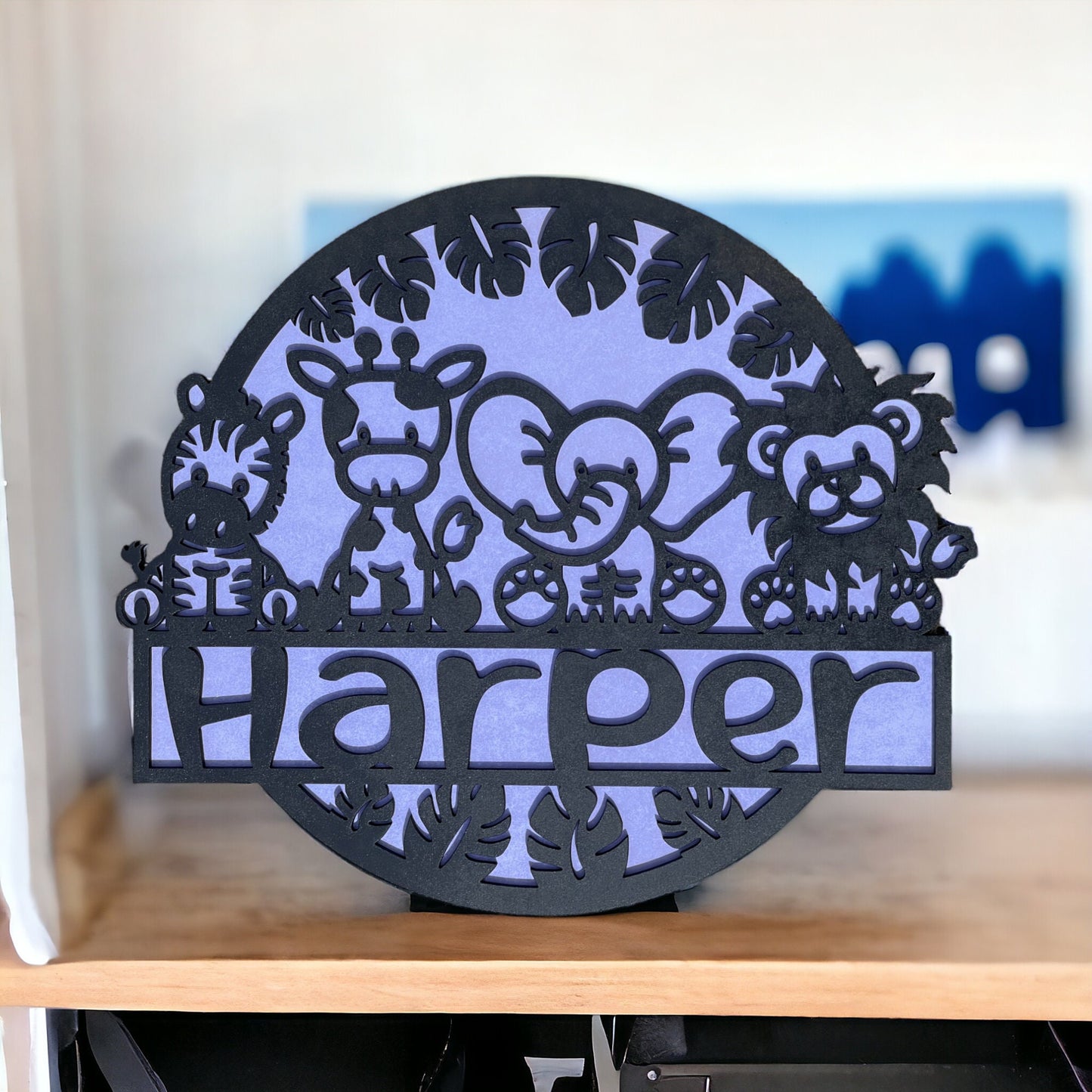 Custom Name Sign with Cute Baby Animals - Personalized Laser Engraved Nursery Decor - Gift For New Parents - Baby Shower Gift - Young Child