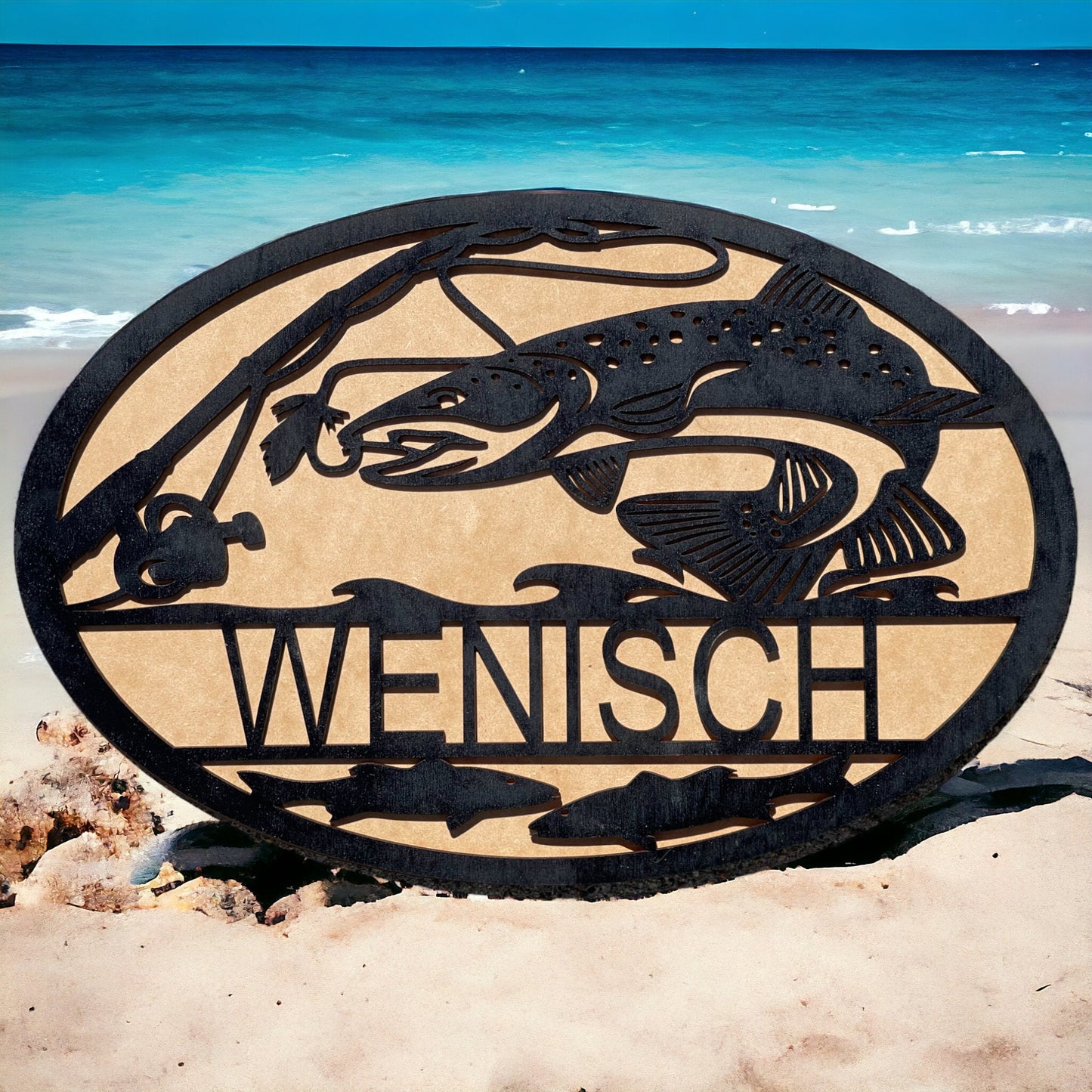 Customizable Fish Design Name Sign, Perfect Gift for Fisherman, Personalized Name Sign with Fish Detail, Fathers Day Gift, Dad Gift