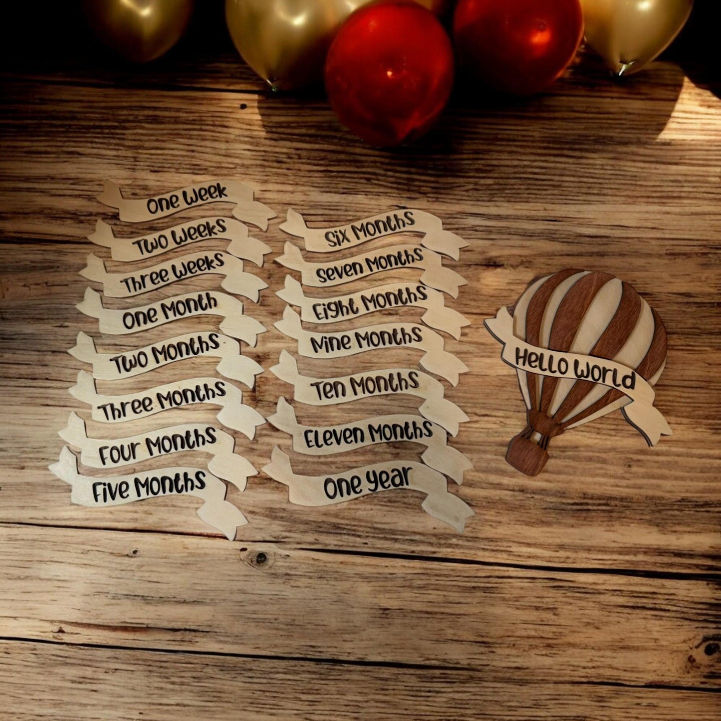 Baby Milestone Markers, Hot Air Balloon Weekly Monthly Milestones, Photo Props, New Baby Shower Gift, New Mother Gift, Laser Cut Balloon