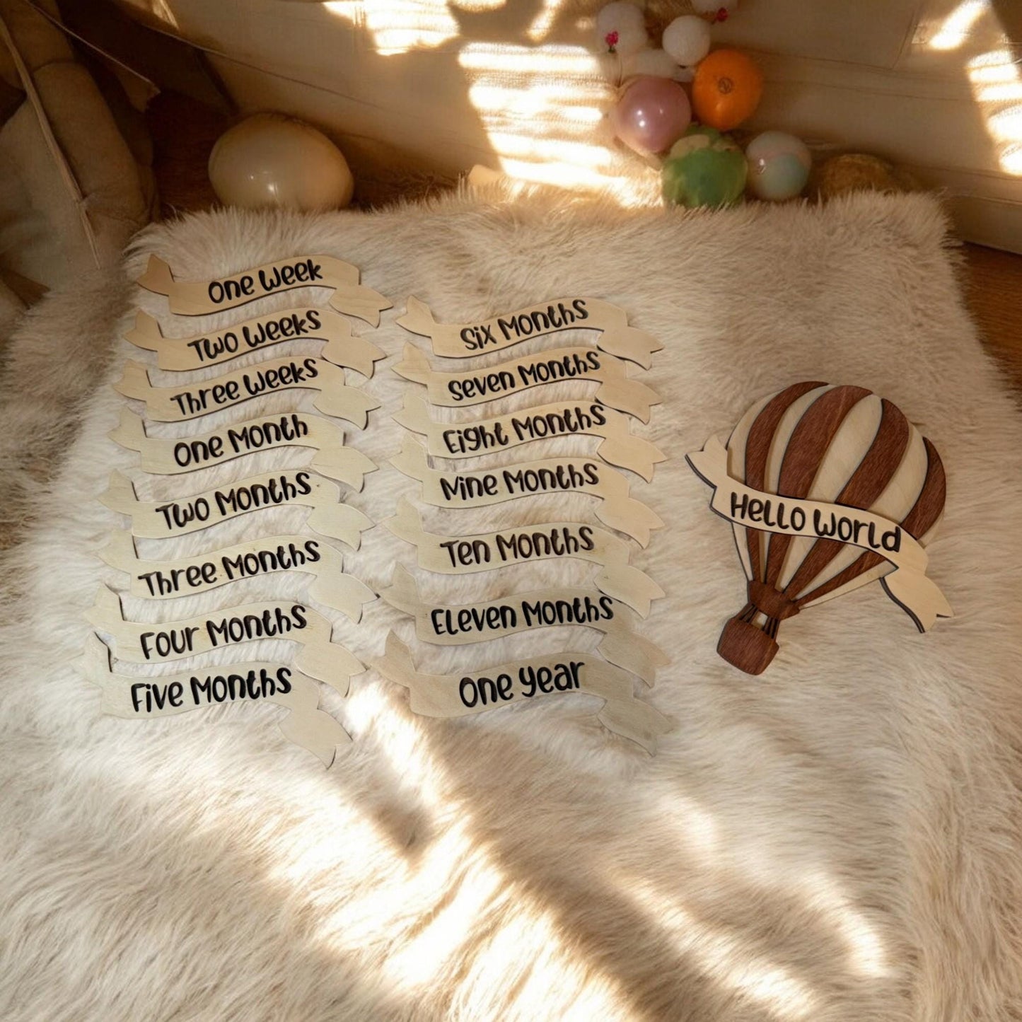 Baby Milestone Markers, Hot Air Balloon Weekly Monthly Milestones, Photo Props, New Baby Shower Gift, New Mother Gift, Laser Cut Balloon