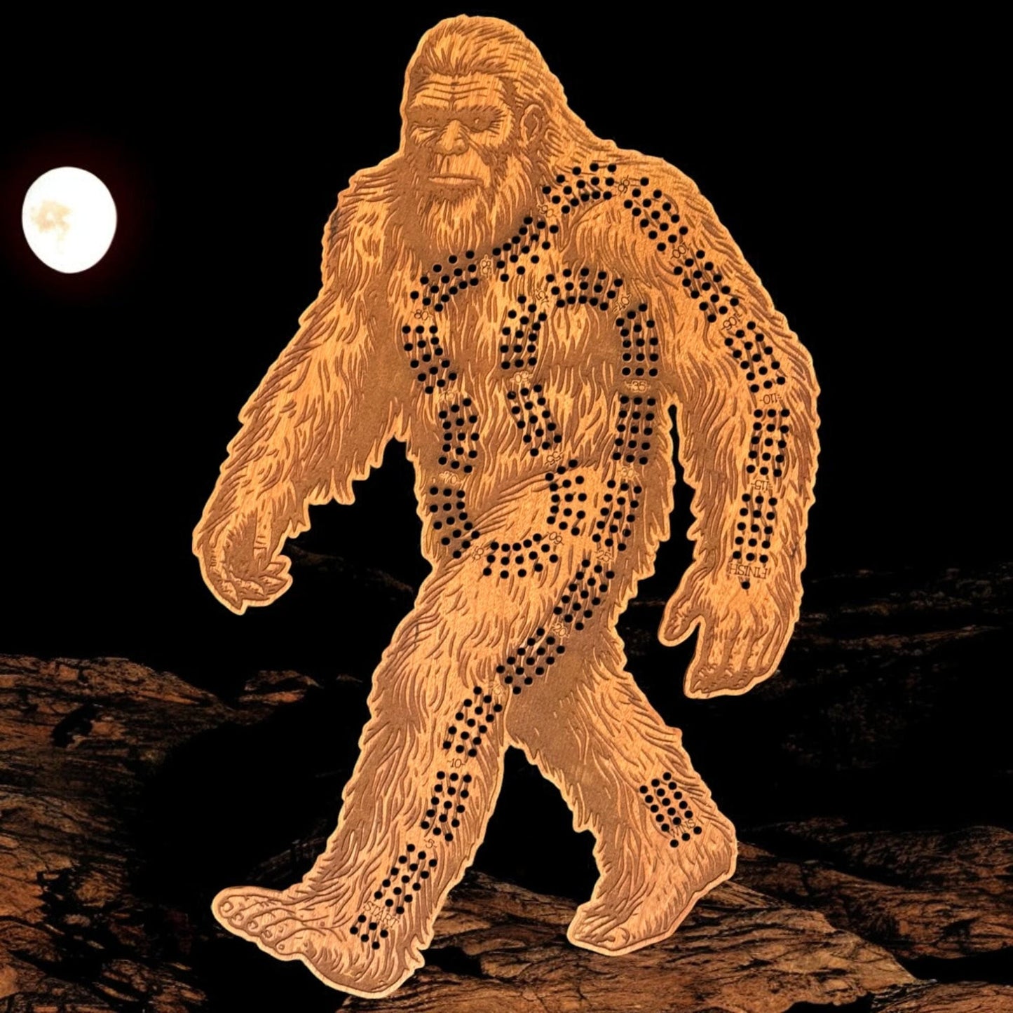 Bigfoot Sasquatch Cribbage Board, Laser Engraved Wooden Game, Perfect for Family Game Night, Unique Gift for Board Game Lovers,