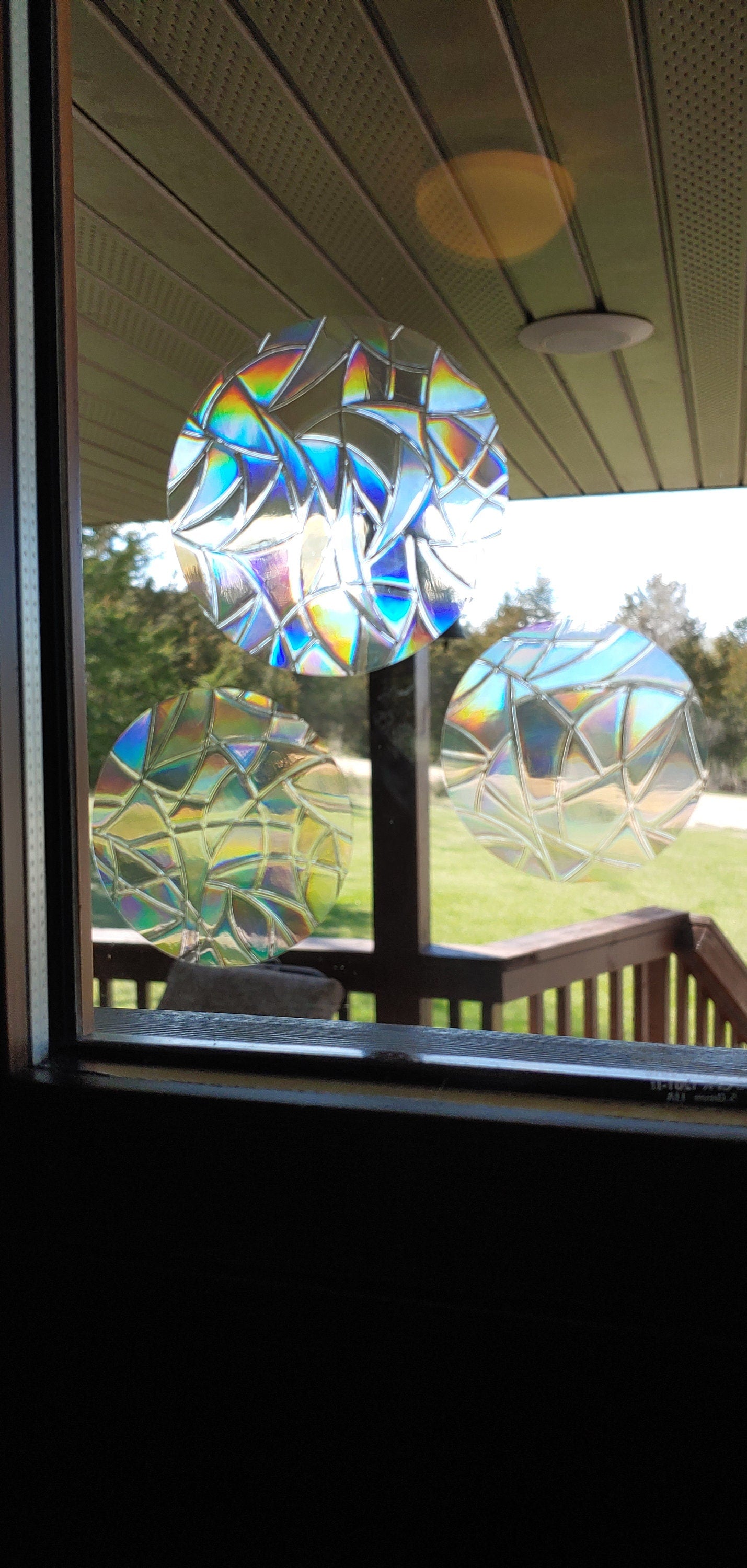 20 Circle Static Window Clings Rainbow Prism Prevent Bird Collisions