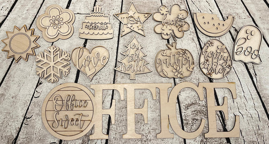 Office Interchangeable Sign, Office Craft Project, Cubicle Decorating, Twelve Seasons Sign
