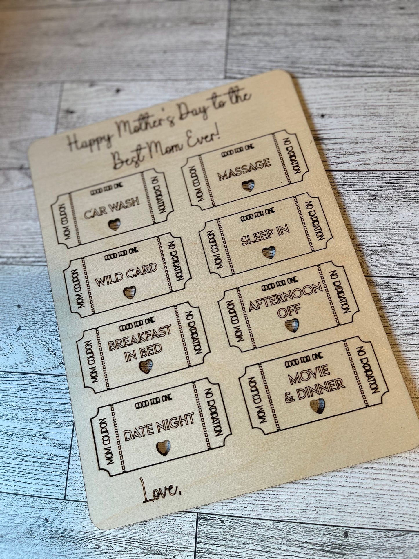 Unique Laser Cut Mothers Day Coupons Card - Thoughtful Present for Mom - Special Gift for Mom -   Way to Spoil Mom - Love & Appreciation