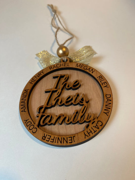 Personalized Family Name Ornament, Laser Engraved Keepsake, Ideal for Family Reunion Souvenir, Memorable Gift