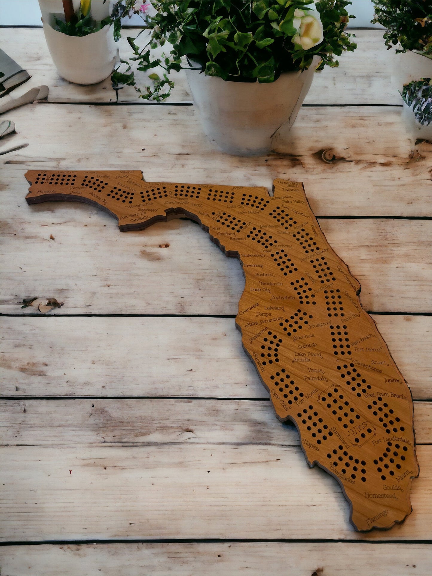 Florida Cribbage Board, Laser Engraved Wooden Game, Perfect for Family Game Night, Unique Gift for Board Game Lovers