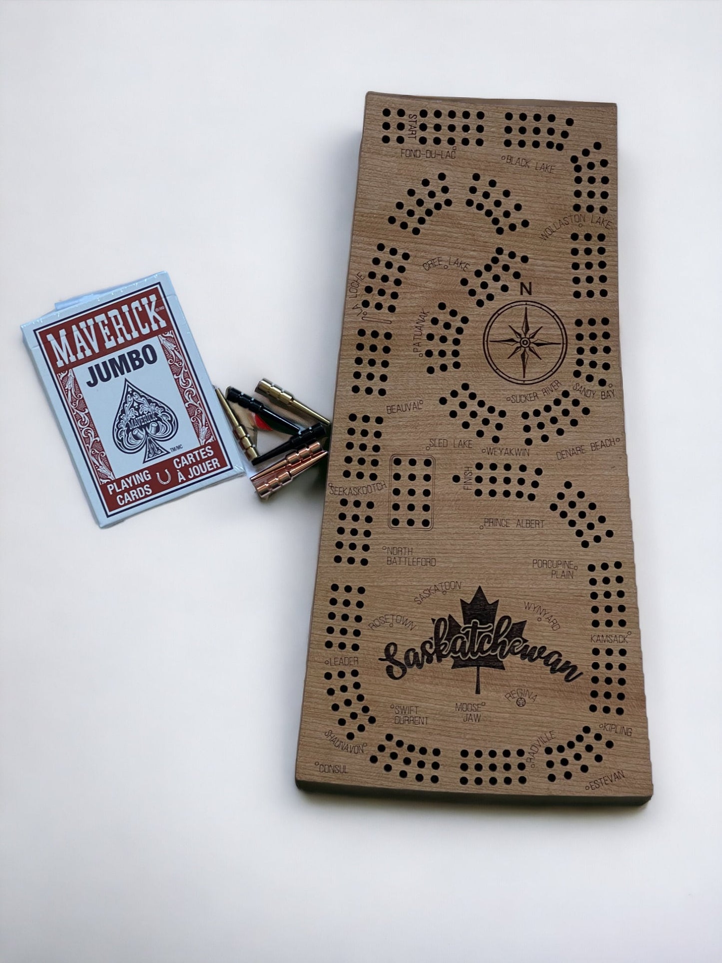 Saskatchewan Cribbage Board, Laser Engraved Wooden Game, Perfect for Family Game Night, Unique Gift for Board Game Lovers