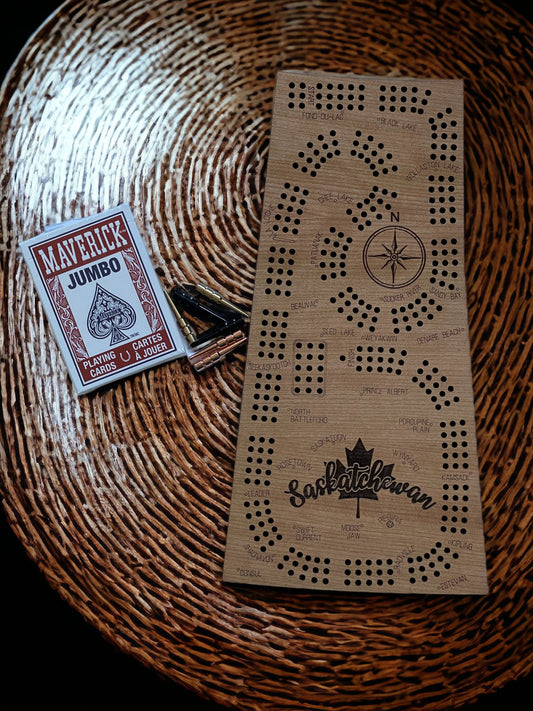 Saskatchewan Cribbage Board, Laser Engraved Wooden Game, Perfect for Family Game Night, Unique Gift for Board Game Lovers