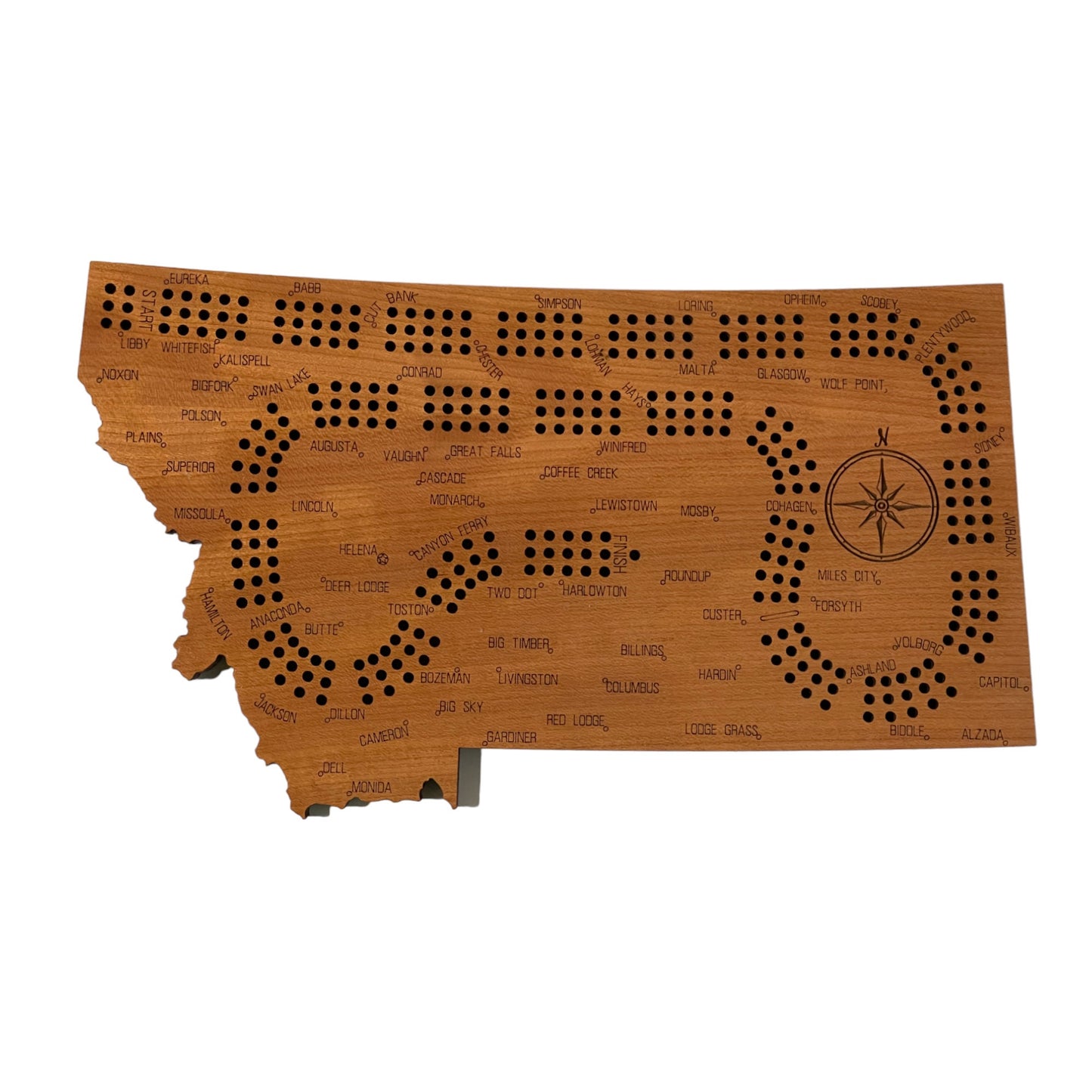 Montana Cribbage Board, Laser Engraved Wooden Game, Perfect for Family Game Night, Unique Gift for Board Game Lovers