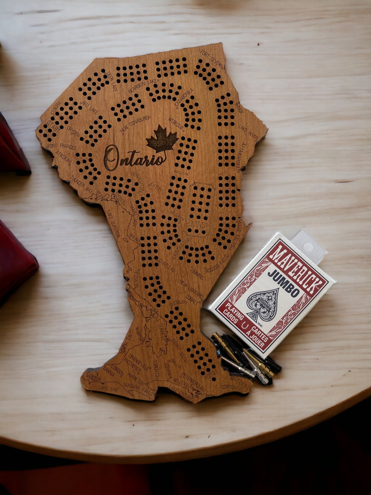 Ontario Cribbage Board, Perfect Custom Gift for Game Night Unique Cribbage Board of Ontario, Personalized Gift for Card Game Fans