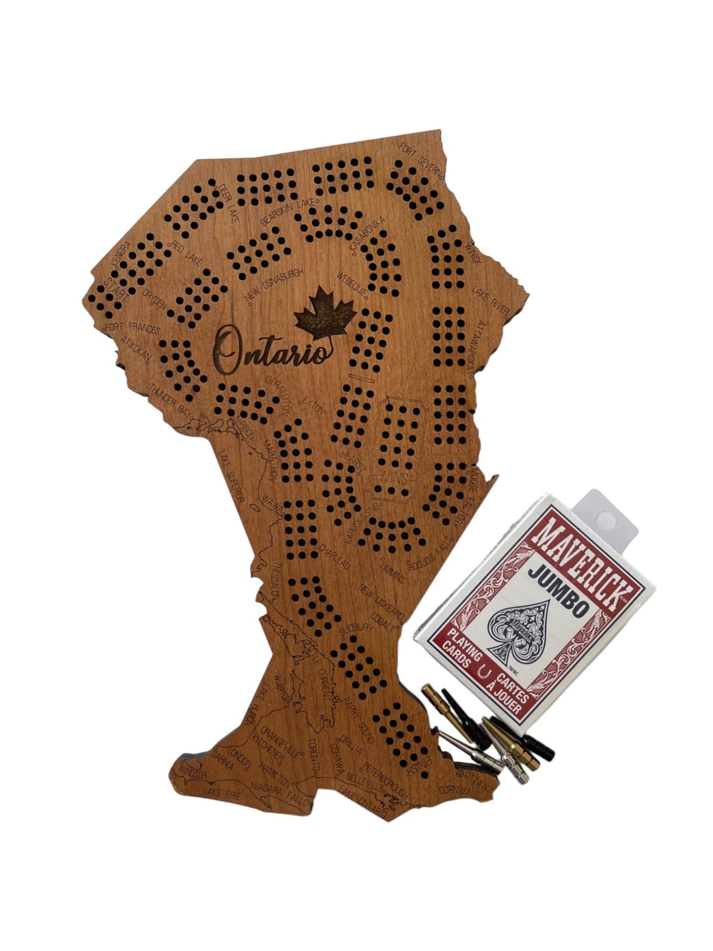 Ontario Cribbage Board, Perfect Custom Gift for Game Night Unique Cribbage Board of Ontario, Personalized Gift for Card Game Fans