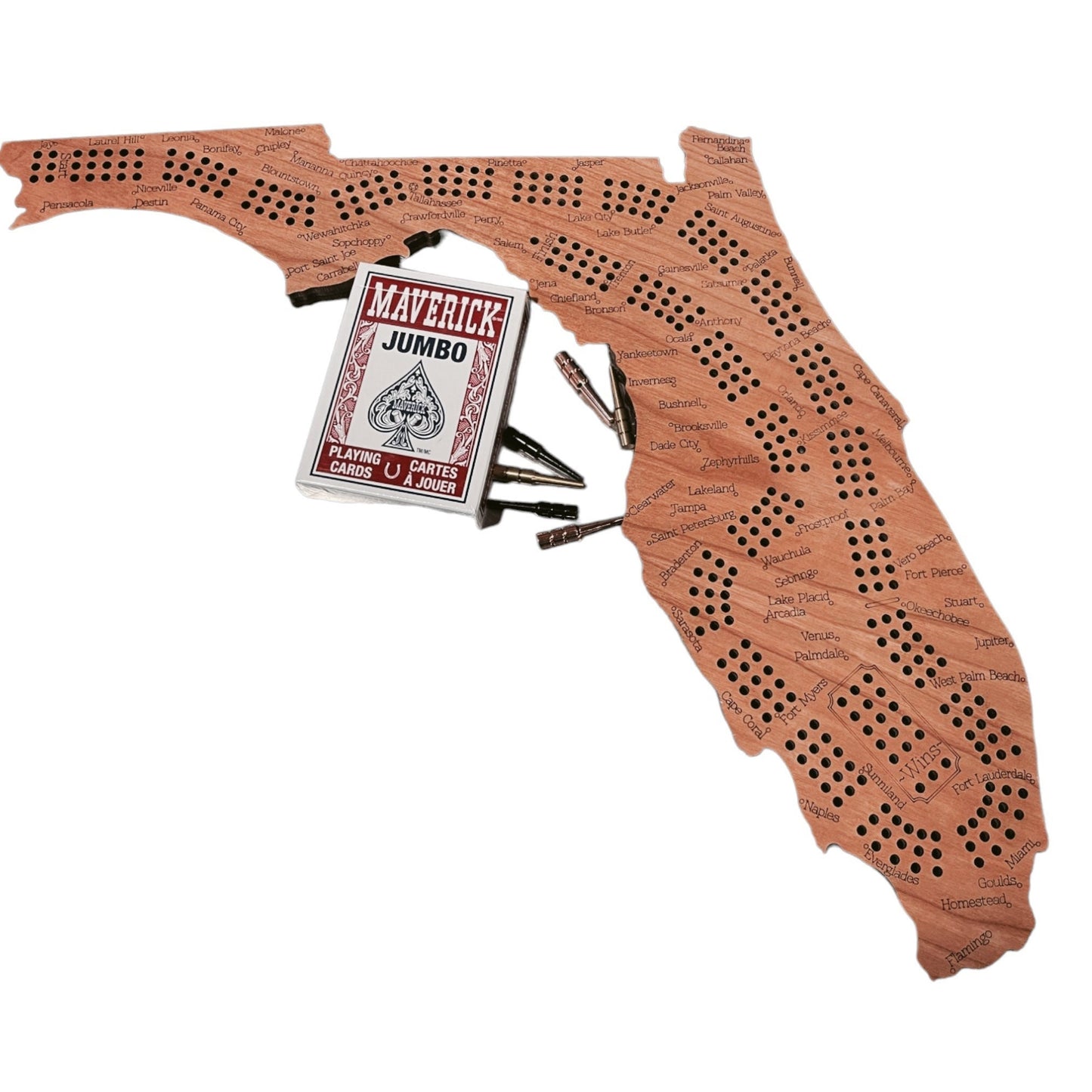 Florida Cribbage Board, Laser Engraved Wooden Game, Perfect for Family Game Night, Unique Gift for Board Game Lovers