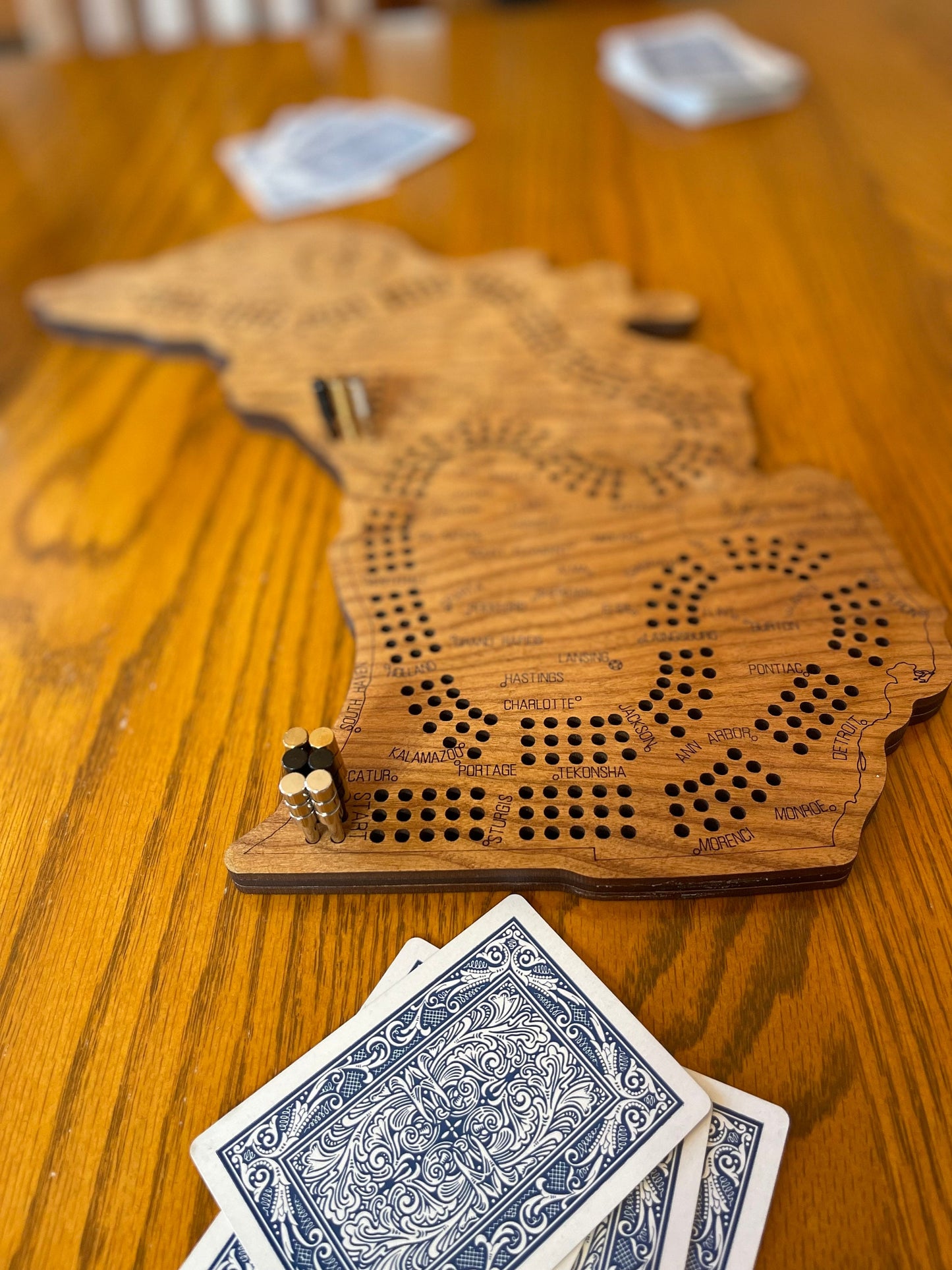 Michigan State Cribbage Board - A Thoughtful Fun Custom Gift - Handcrafted Laser Engraved Cribbage Board -  Present for Michigan Enthusiasts