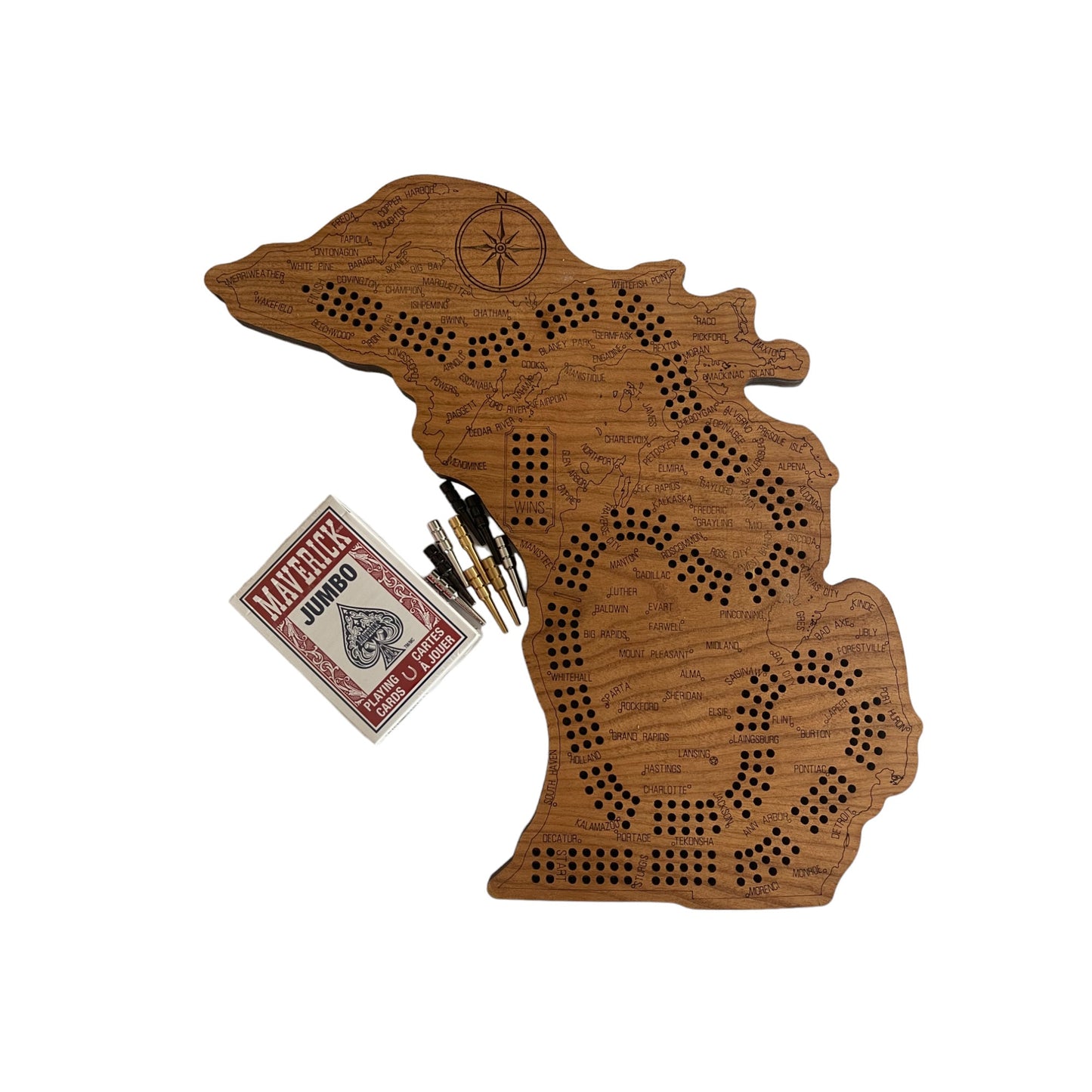 Michigan State Cribbage Board - A Thoughtful Fun Custom Gift - Handcrafted Laser Engraved Cribbage Board -  Present for Michigan Enthusiasts