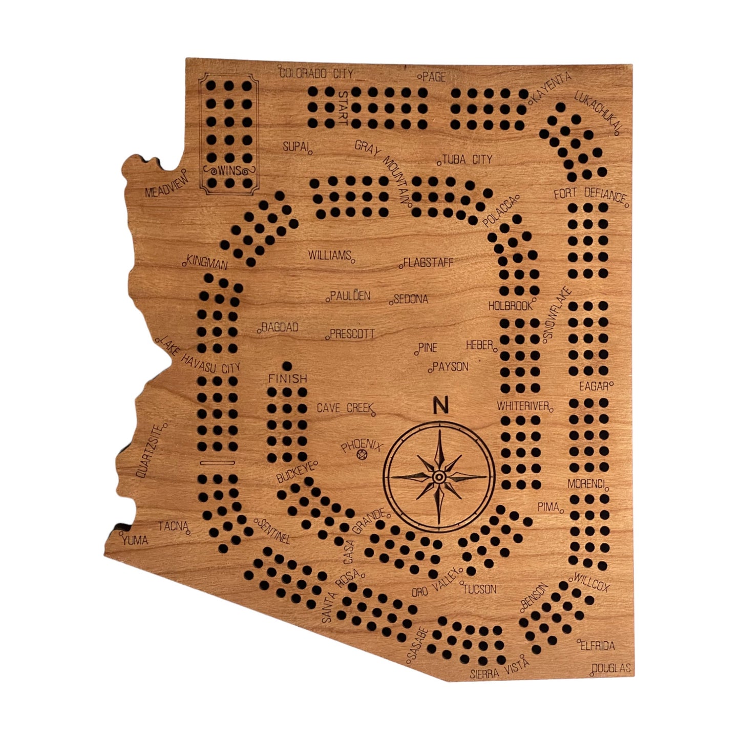 Arizona Cribbage Board - Perfect Custom Gift for Game Night - Engraved Cherry -  Arizona Cribbage Board - Unique Gift Idea - Laser Engraved