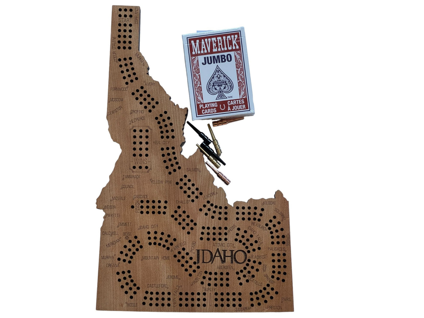 Handcrafted Idaho Cribbage Board - Laser Engraved for Unique Gaming Experience