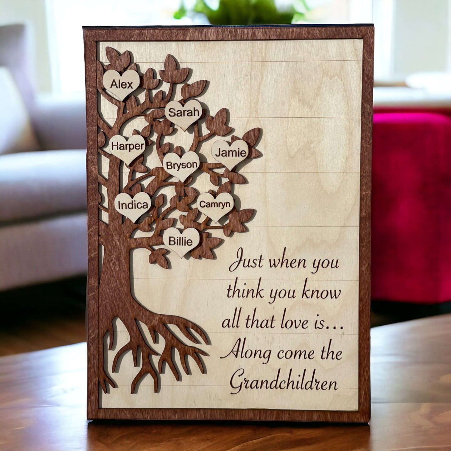 Mothers Day Family Tree Sign, Personalized Sign With Grand Childrens  Names,