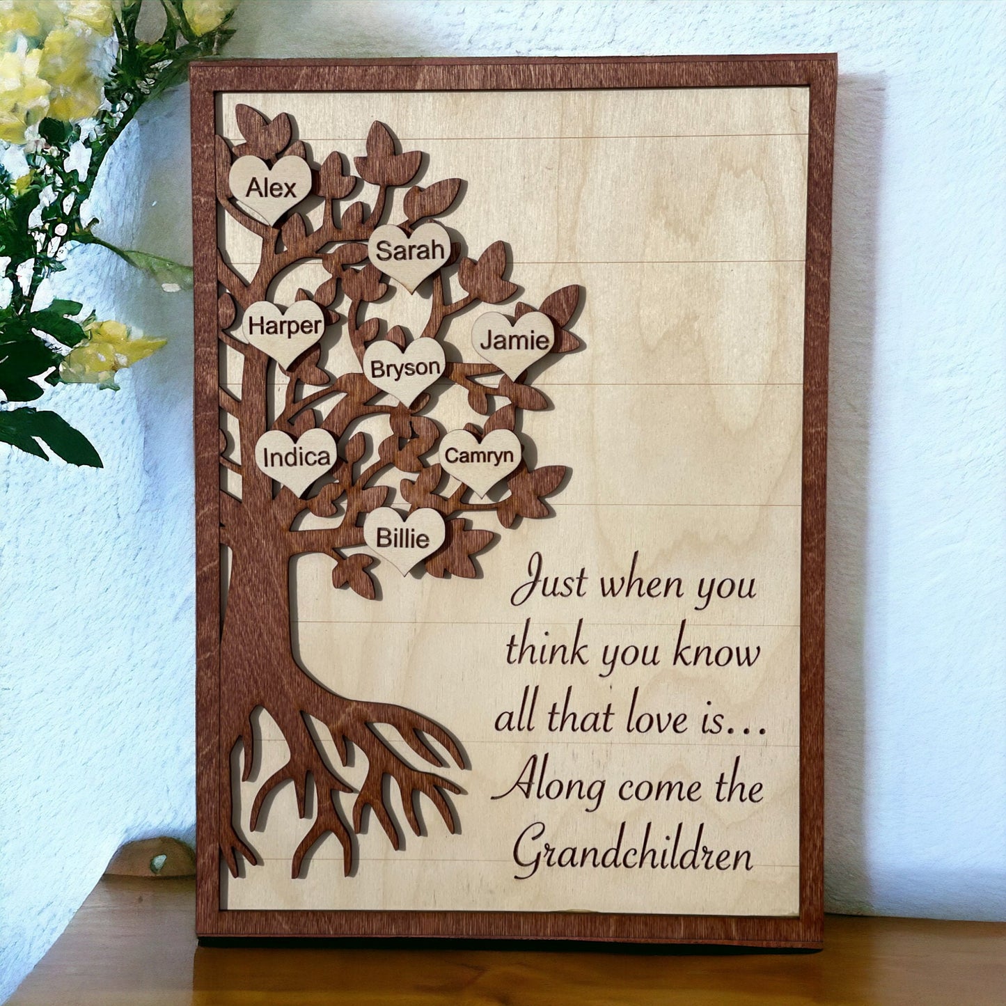 Mothers Day Family Tree Sign, Personalized Sign With Grand Childrens  Names,