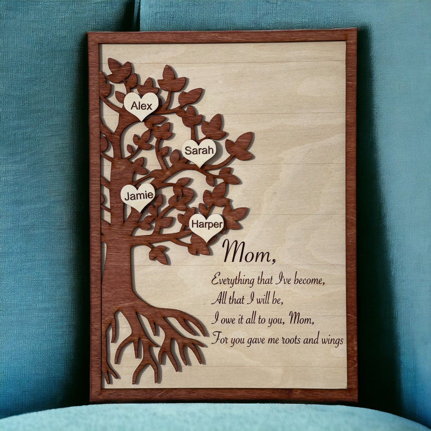 Mothers Day Family Tree - Personalized Sign With Children's Names - Wooden Sign - Gift For Mom - Custom Gift For Moms - Mom Birthday