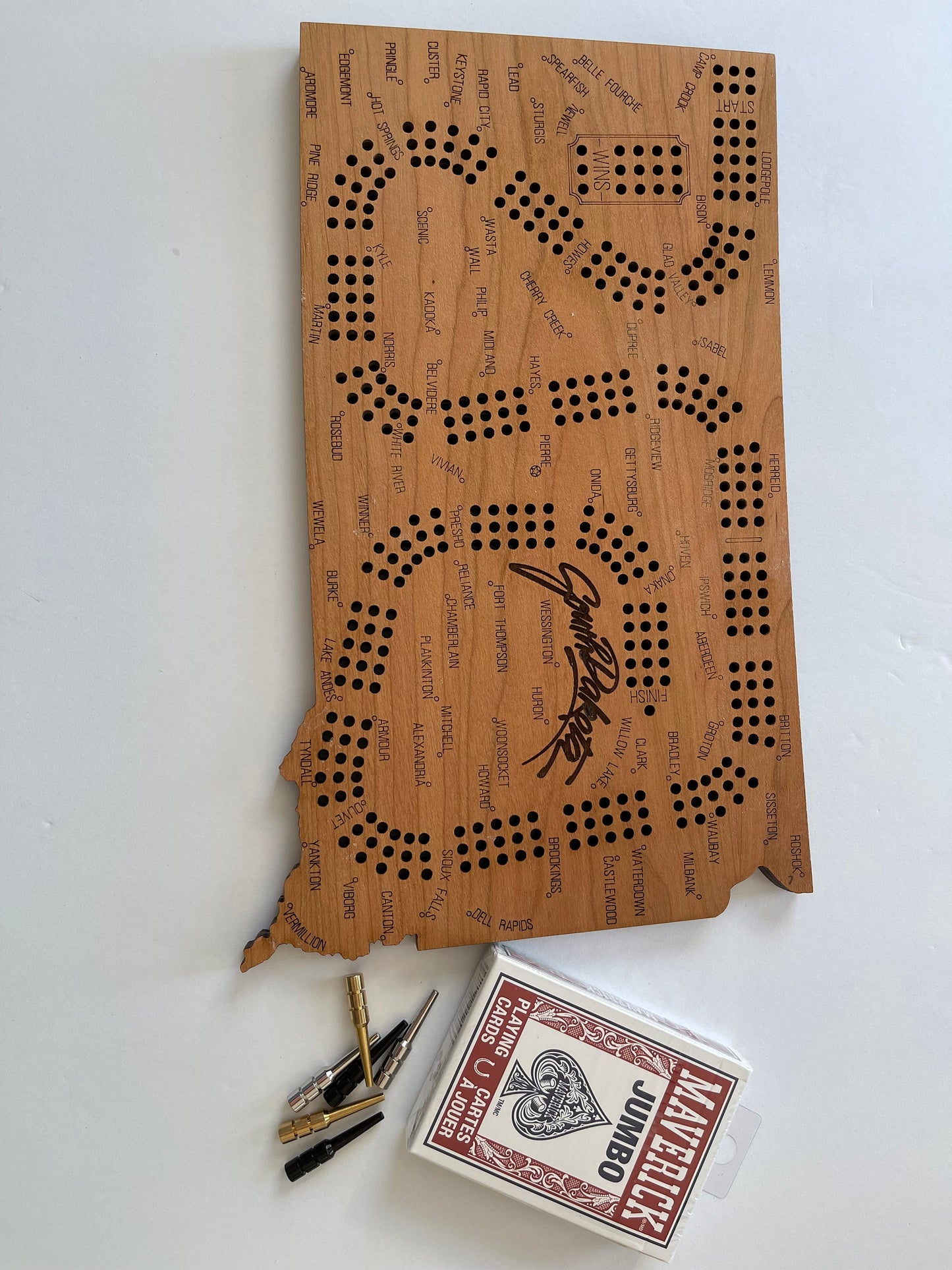 South Dakota Cribbage Board, Gift For Cribbage Player, House Warming Gift