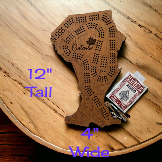 Ontario Cribbage Board, Perfect Custom Gift for Game Night Unique Cribbage Board of Ontario, Personalized Gift for Card Game Fans