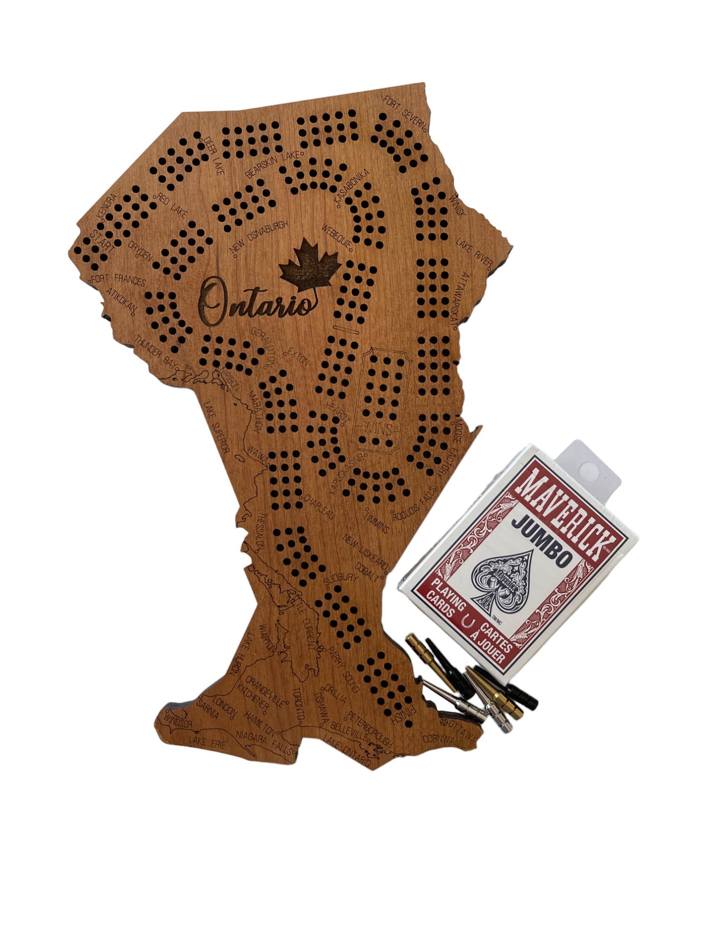 Ontario Cribbage Board, Perfect Custom Gift for Game Night Unique Cribbage Board of Ontario, Personalized Gift for Card Game Fans