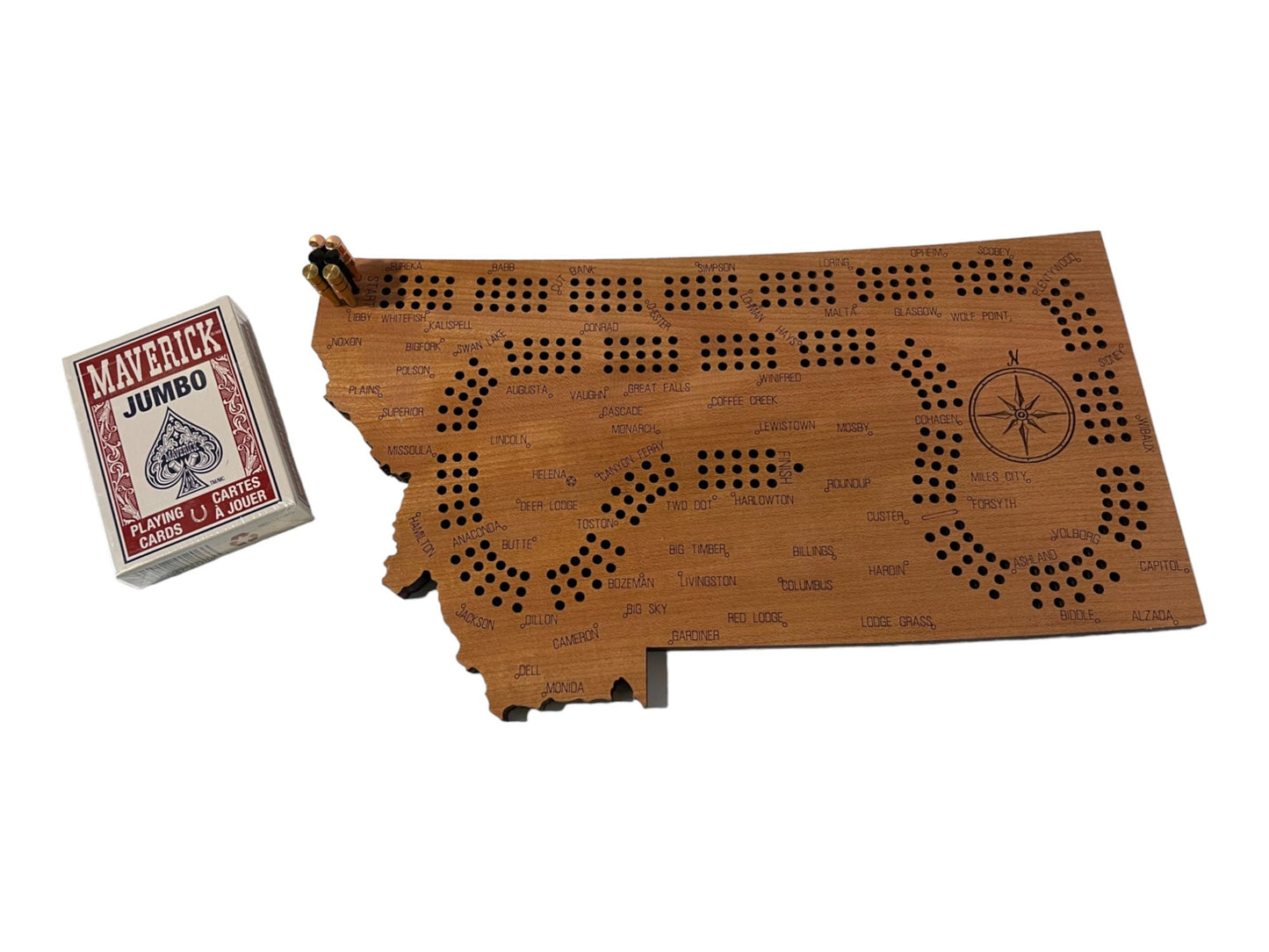 Montana Cribbage Board, Laser Engraved Wooden Game, Perfect for Family Game Night, Unique Gift for Board Game Lovers