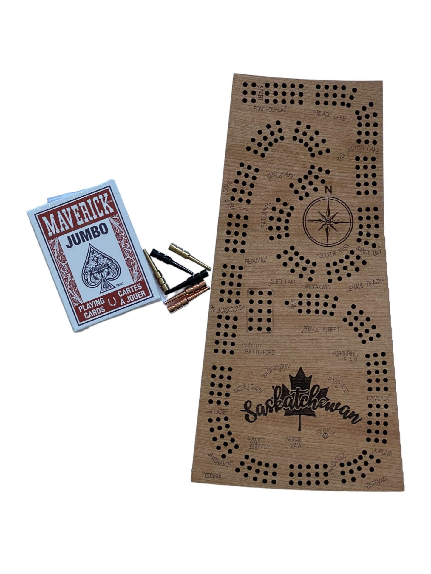 Saskatchewan Cribbage Board, Laser Engraved Wooden Game, Perfect for Family Game Night, Unique Gift for Board Game Lovers