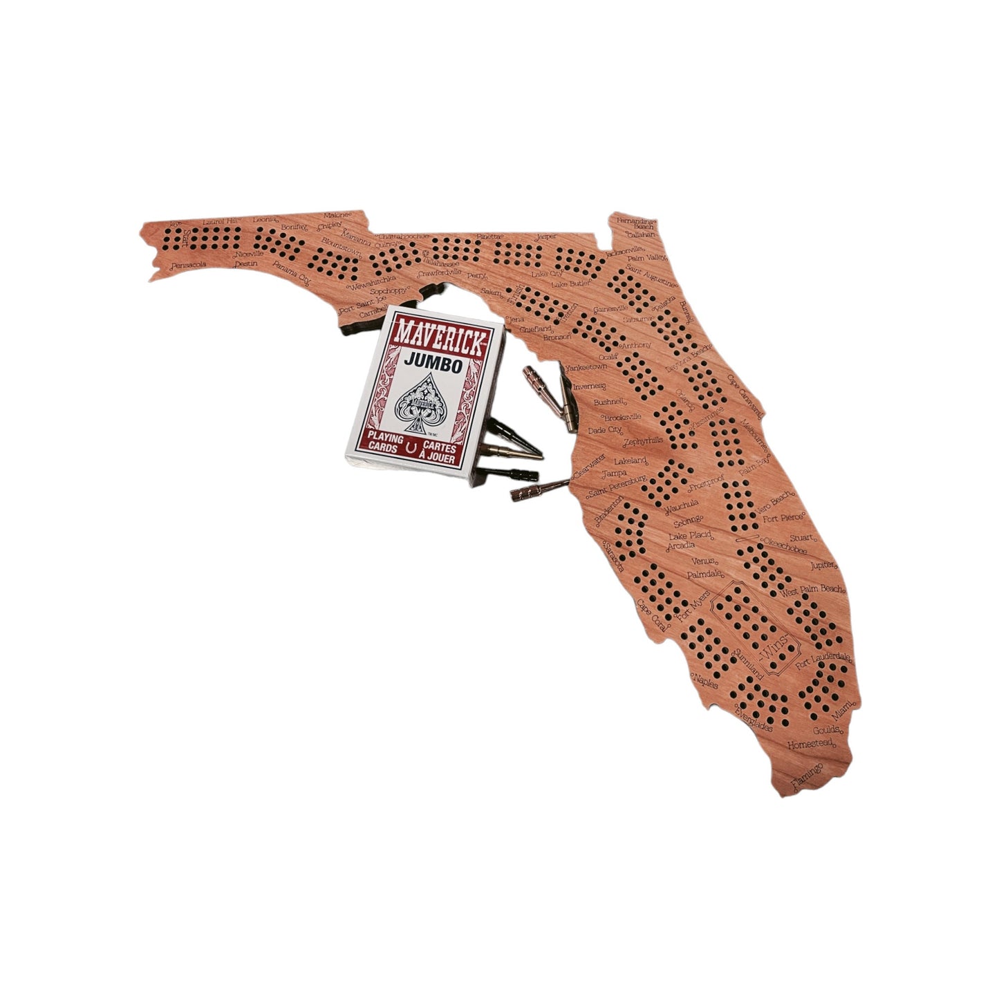 Florida Cribbage Board, Laser Engraved Wooden Game, Perfect for Family Game Night, Unique Gift for Board Game Lovers