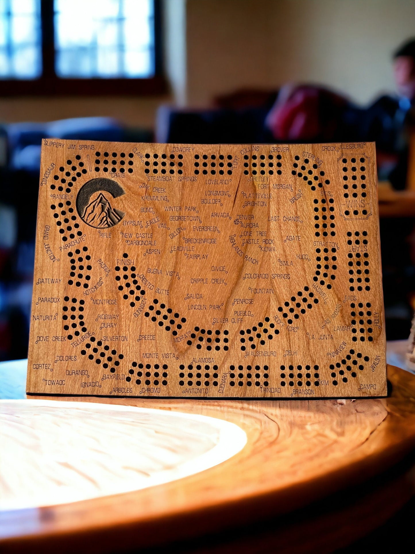 Colorado Cribbage Board, Laser Engraved Wooden Game, Perfect for Family Game Night, Unique Gift for Board Game Lovers