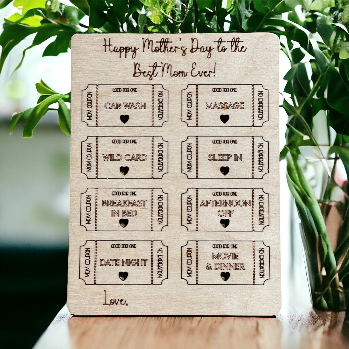 Unique Laser Cut Mothers Day Coupons Card - Thoughtful Present for Mom - Special Gift for Mom -   Way to Spoil Mom - Love & Appreciation