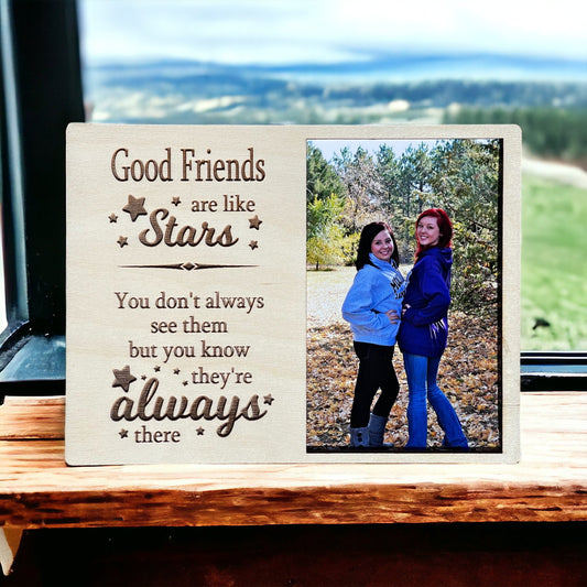 Rustic Wood Picture Frame - Perfect for Cherishing Memories with Friends  - Unique Wood Picture Frame for Besties - Showcase Your Friendship
